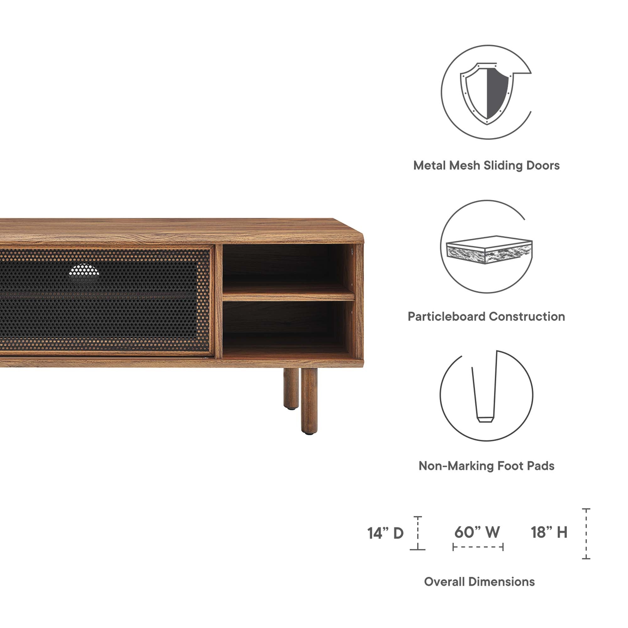 Kurtis 60" TV Stand, Walnut