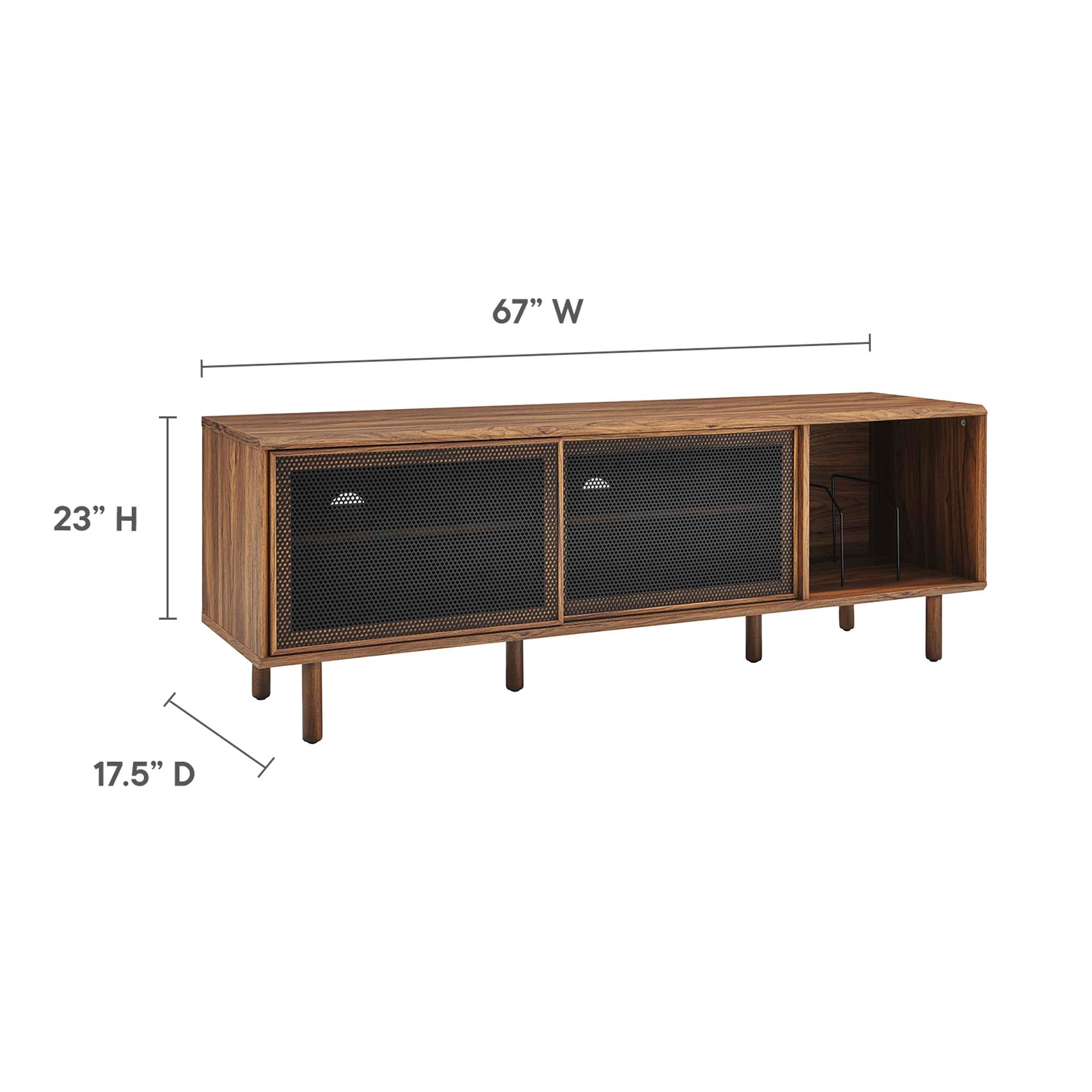 Kurtis 67" TV and Vinyl Record Stand, Walnut