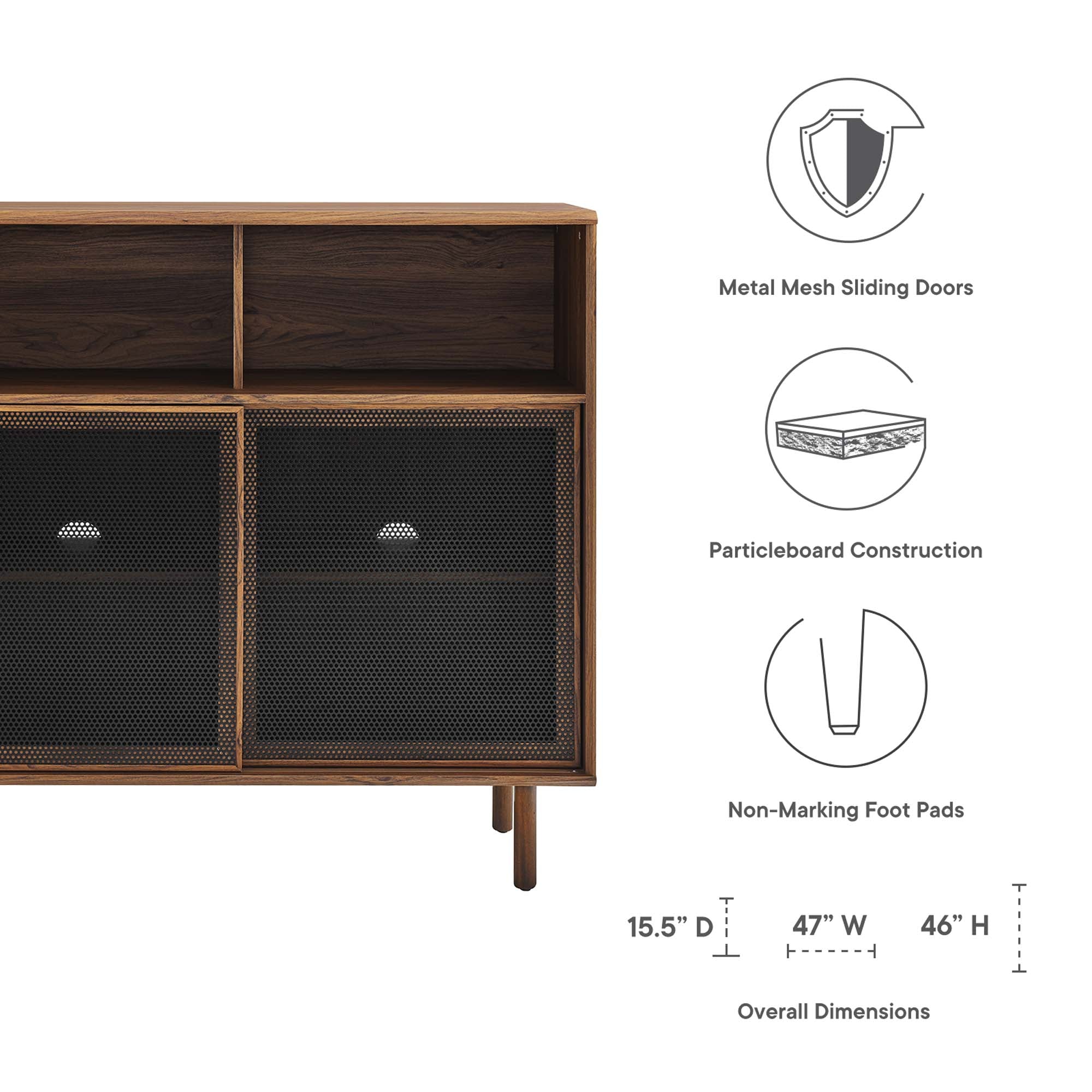 Kurtis 47" Display Cabinet, Walnut