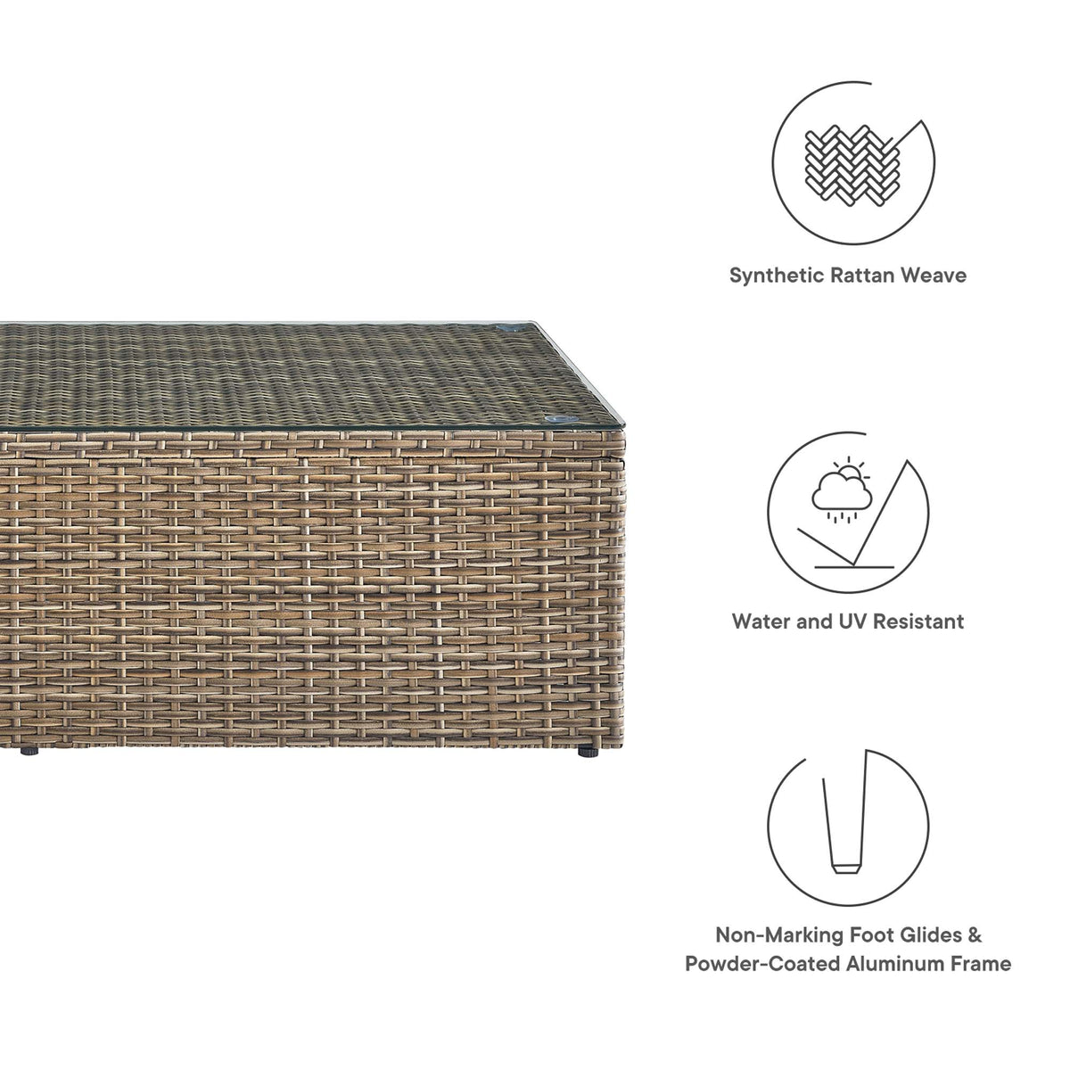 Convene Outdoor Patio Coffee Table, Brown