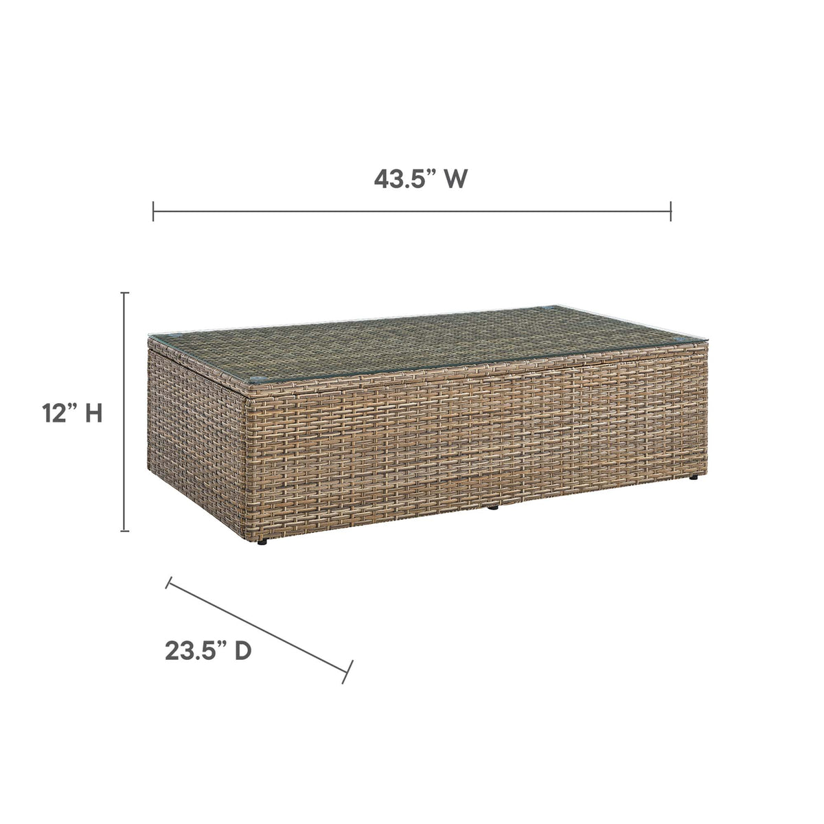 Convene Outdoor Patio Coffee Table, Brown