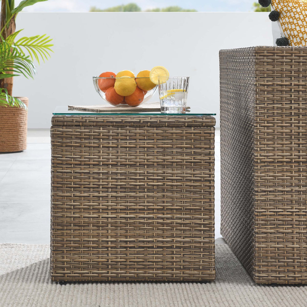 Convene Outdoor Patio Side Table, Brown
