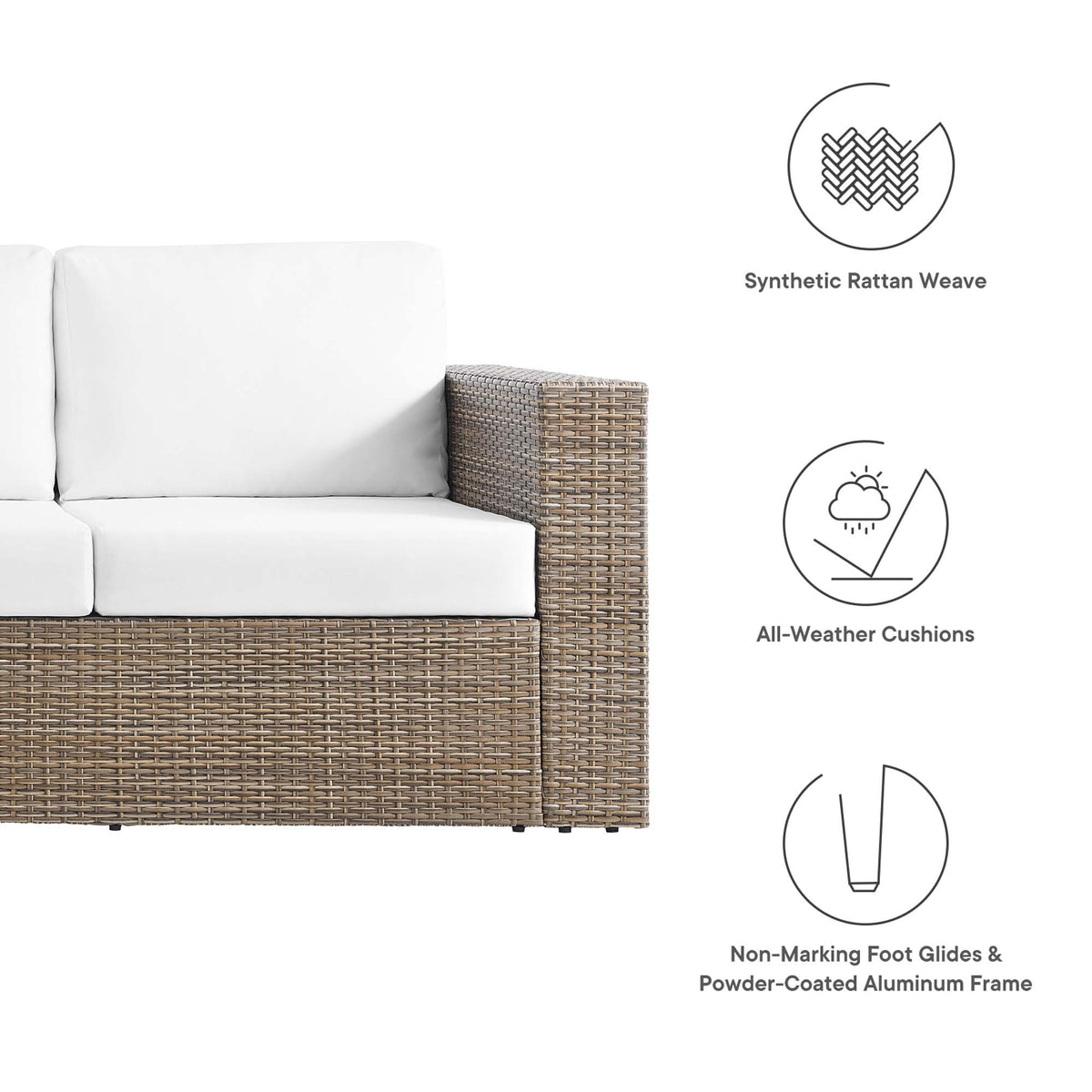Convene Outdoor Patio Sofa, Cappuccino White