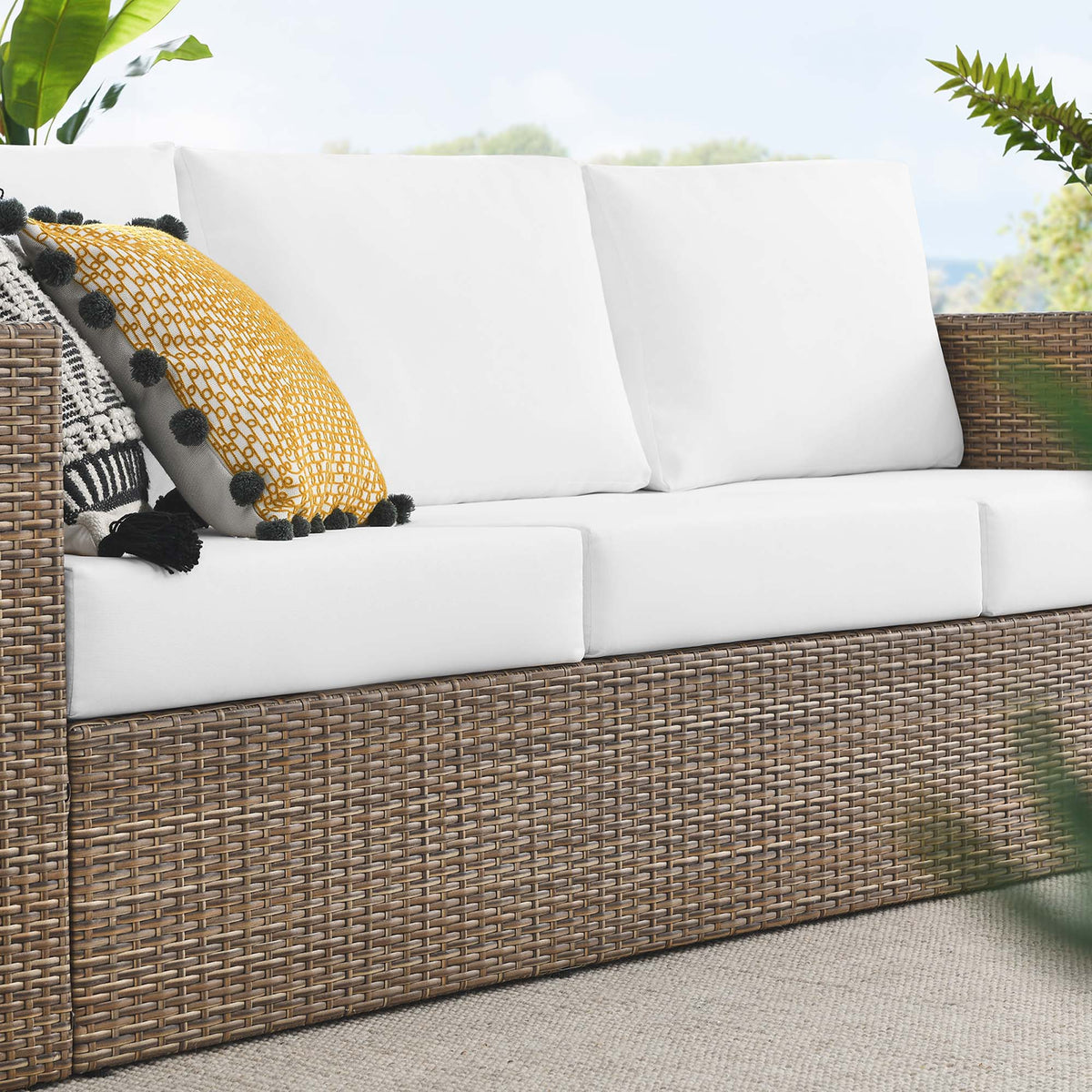 Convene Outdoor Patio Sofa, Cappuccino White