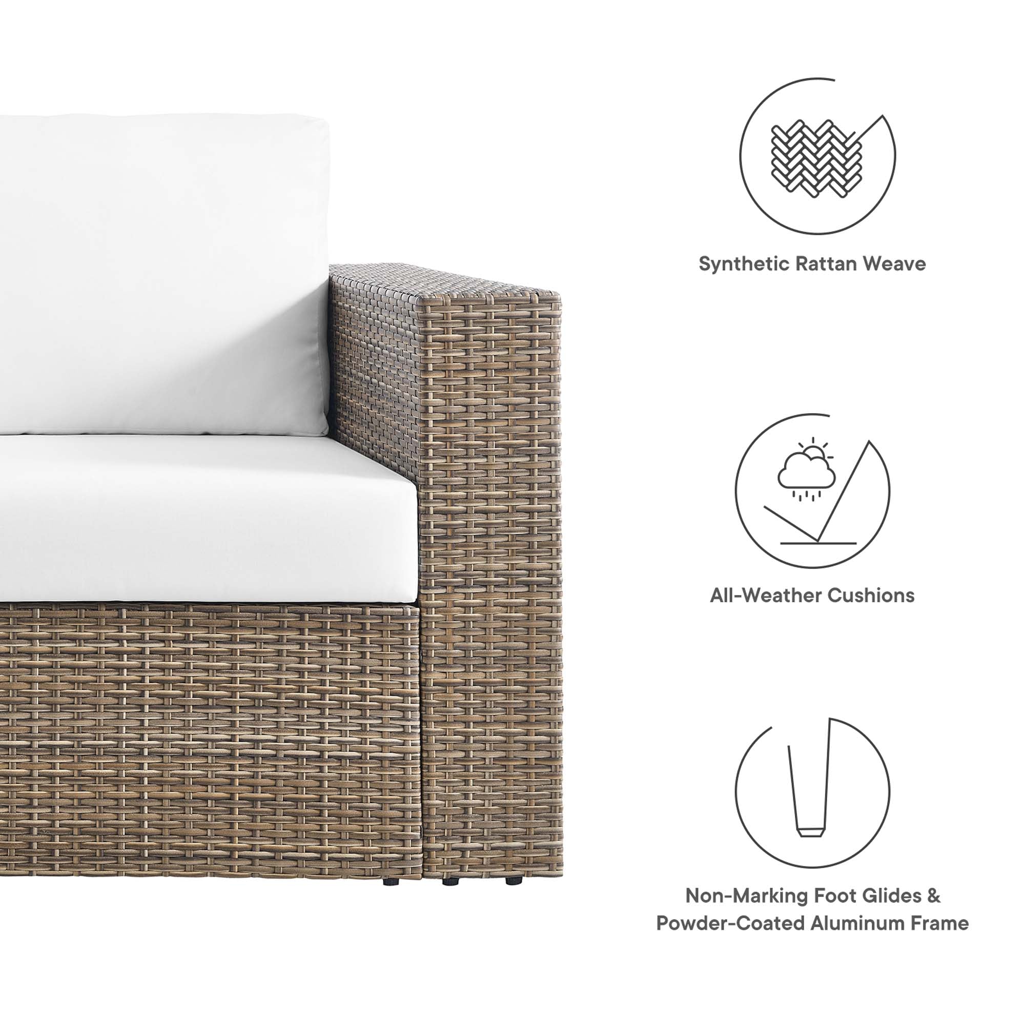 Convene Outdoor Patio Loveseat, Cappuccino White