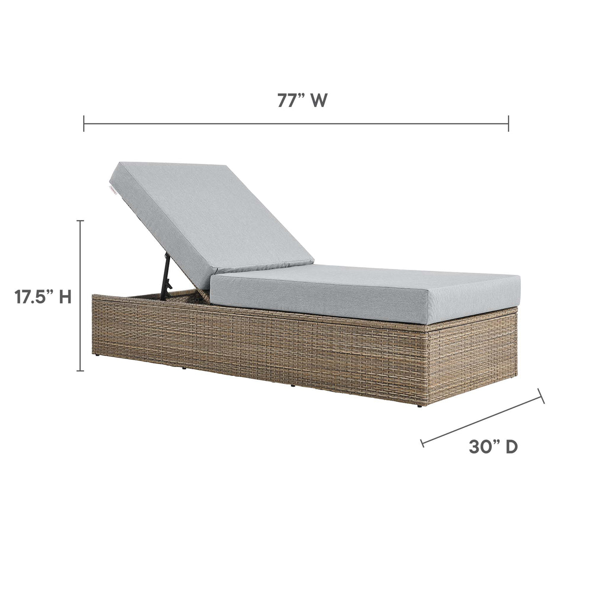 Convene Outdoor Patio Chaise Lounge Chair, Cappuccino Gray