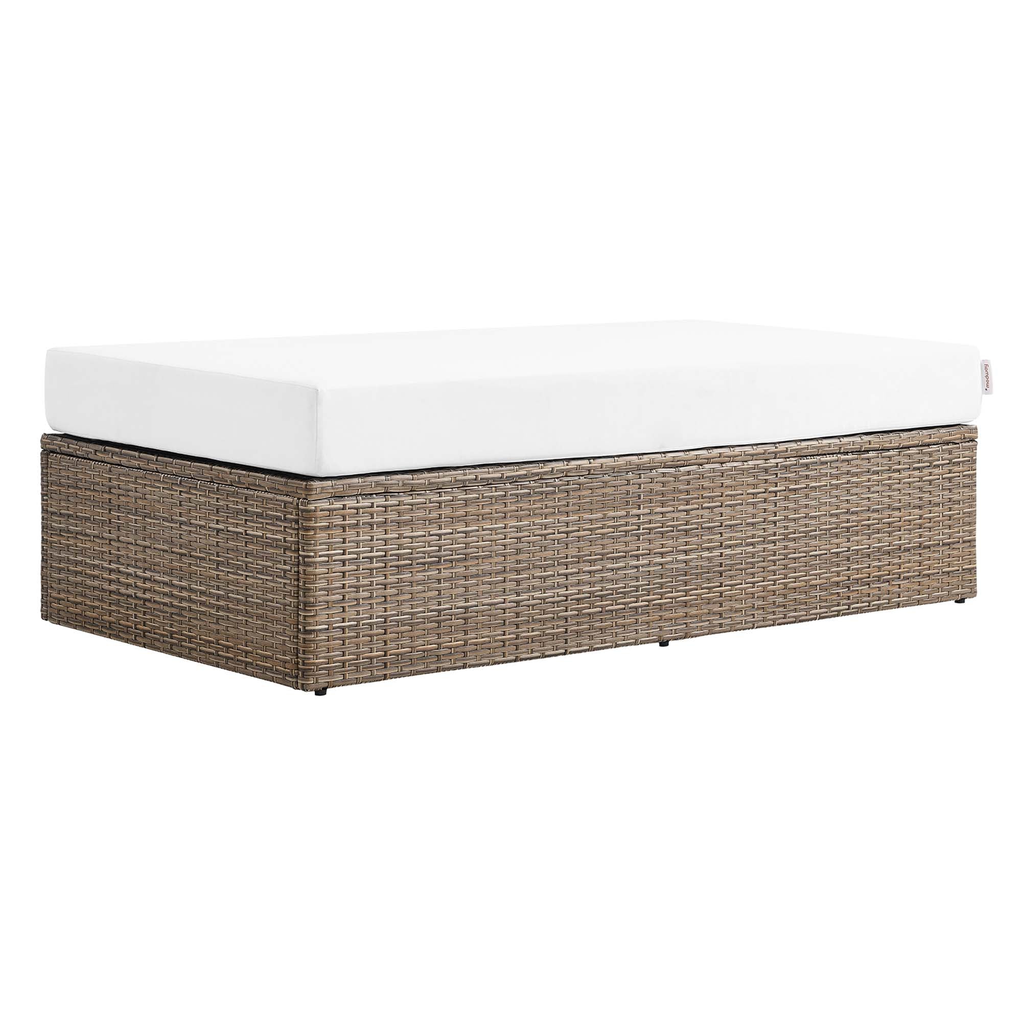 Convene Outdoor Patio Rectangle Ottoman, Cappuccino White