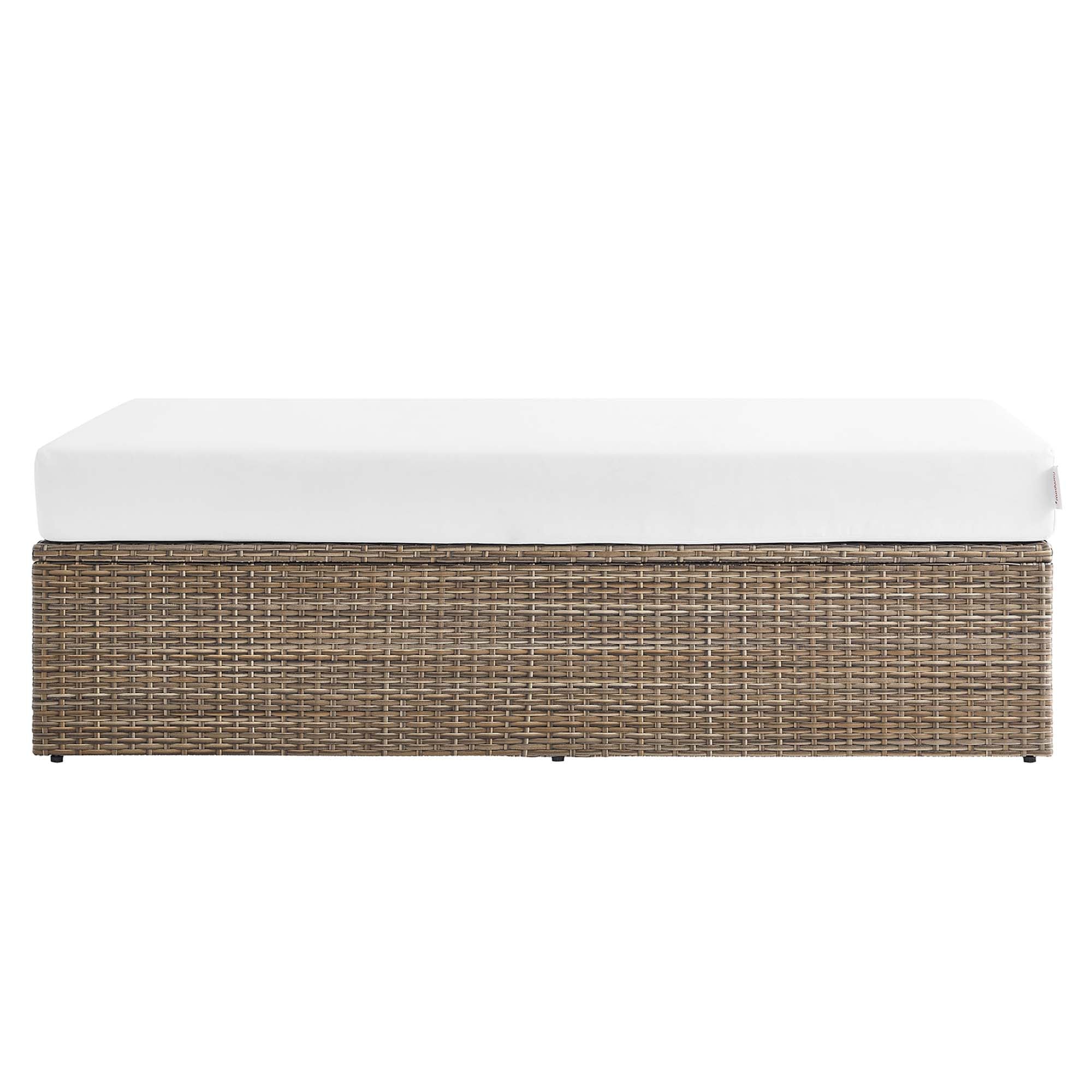 Convene Outdoor Patio Rectangle Ottoman, Cappuccino White