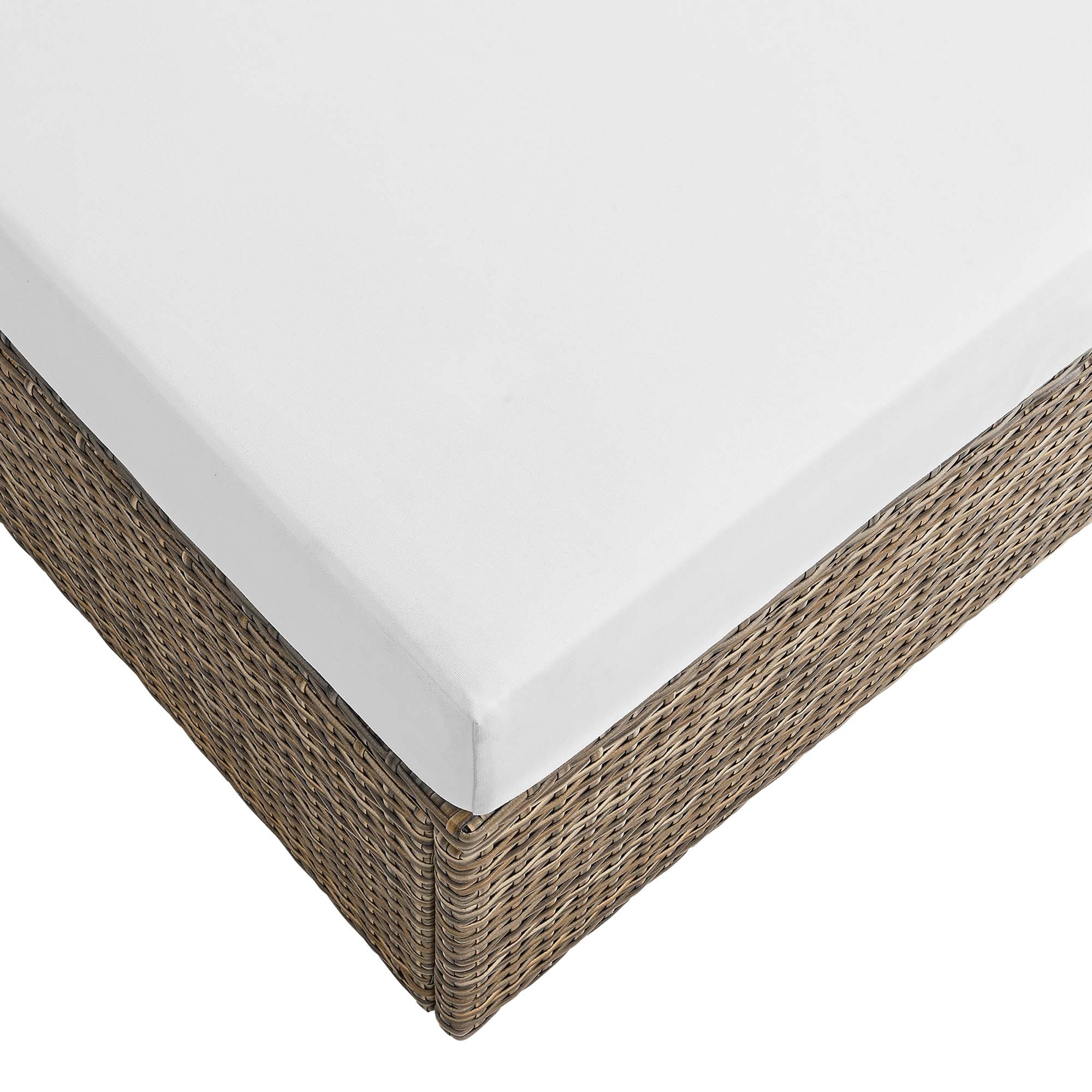 Convene Outdoor Patio Rectangle Ottoman, Cappuccino White