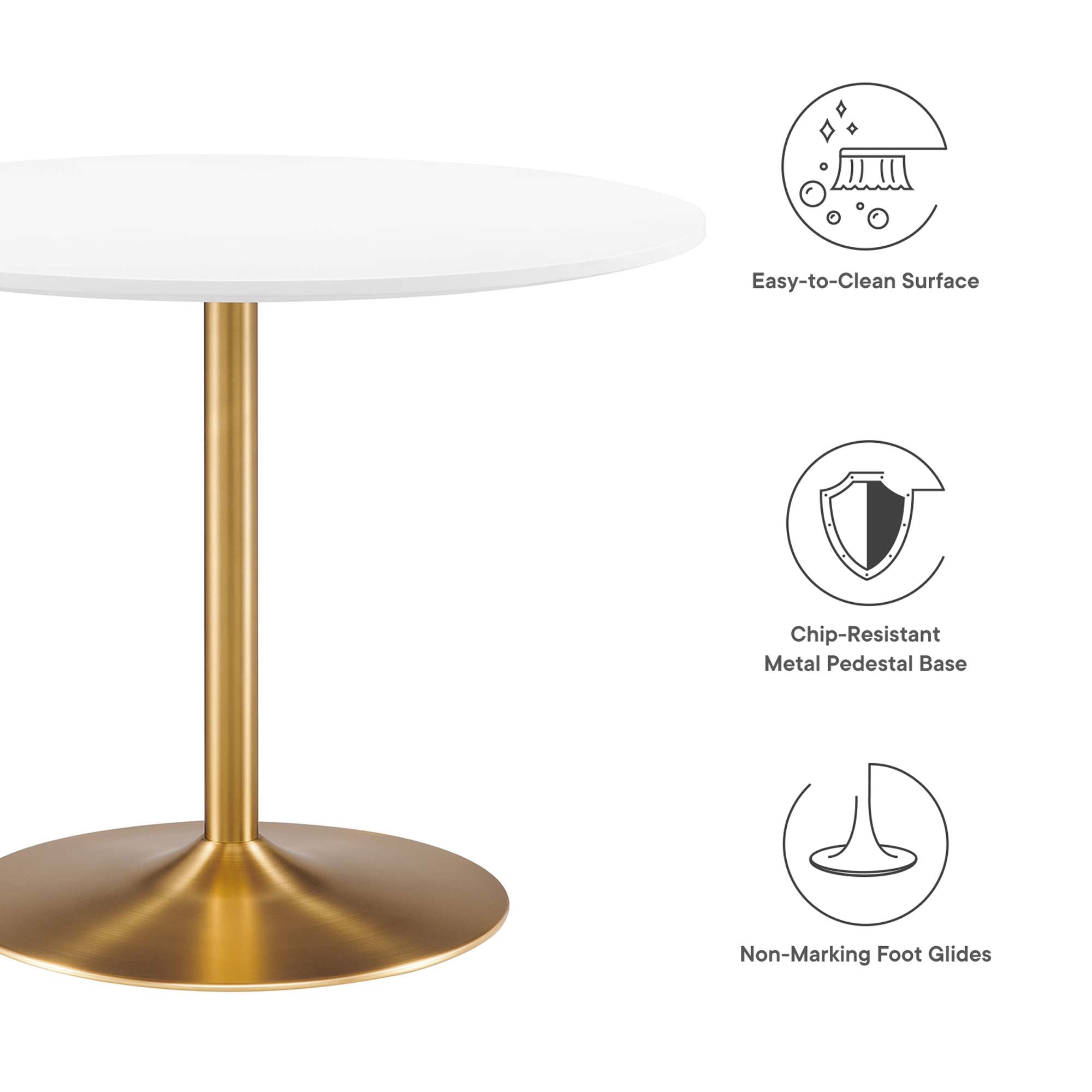 Amuse 40" Dining Table, Gold White