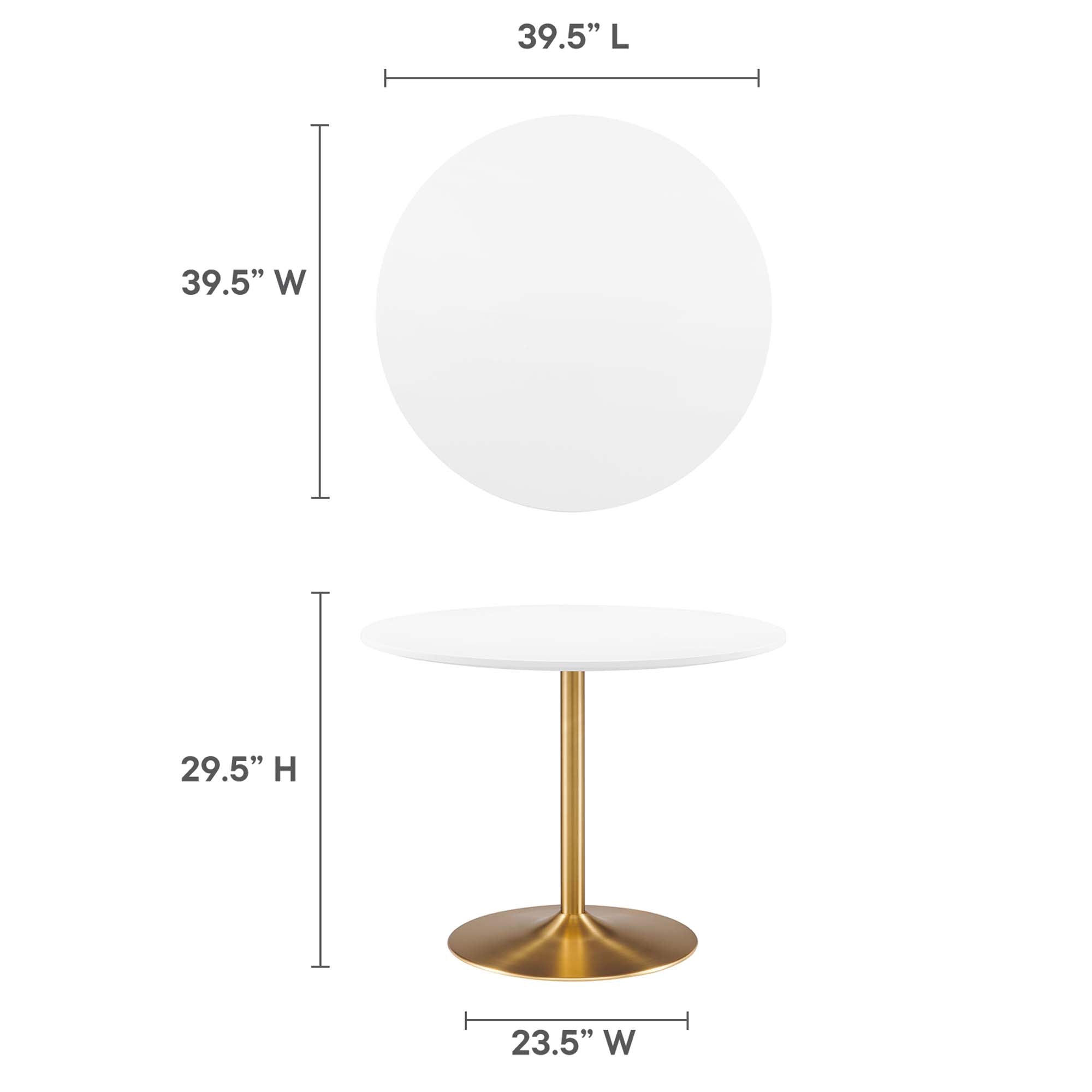 Amuse 40" Dining Table, Gold White