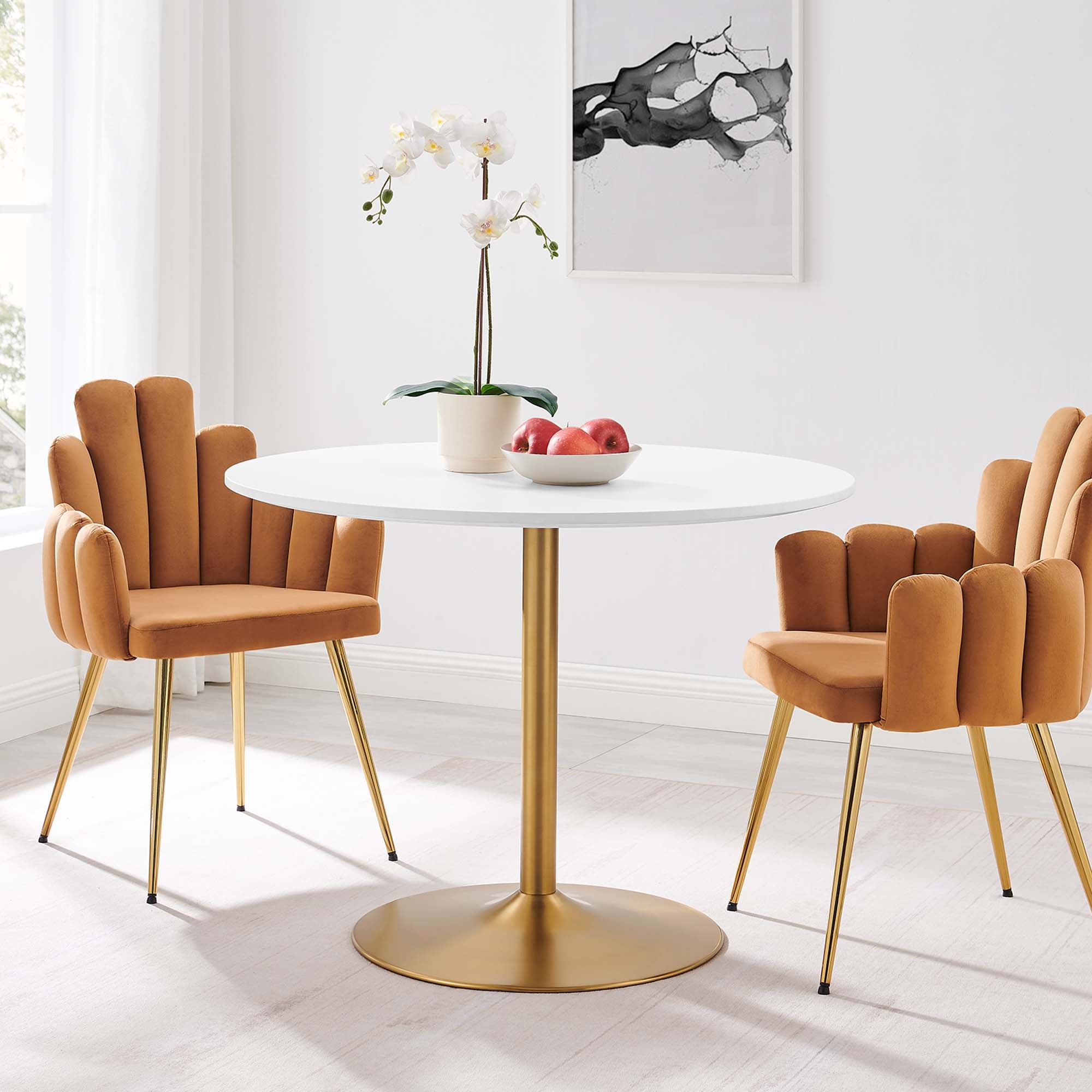 Amuse 40" Dining Table, Gold White