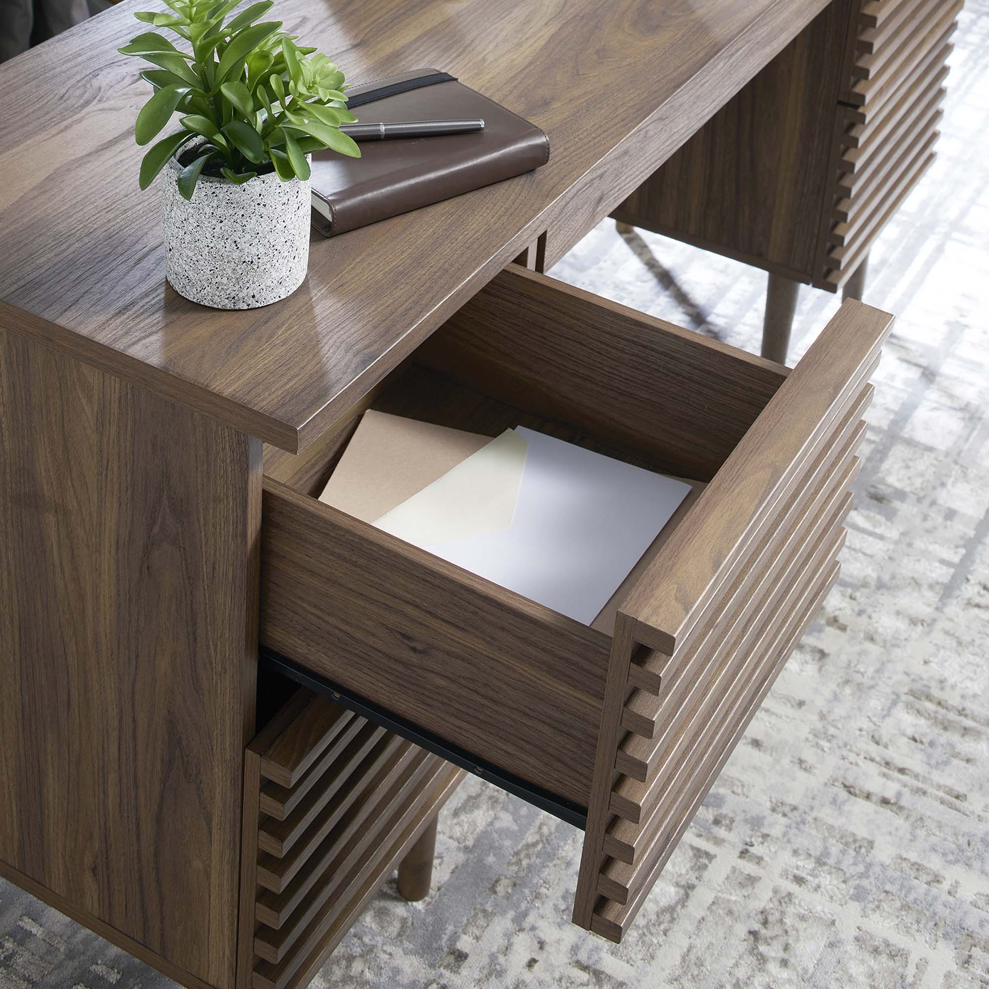Render Office Desk, Walnut