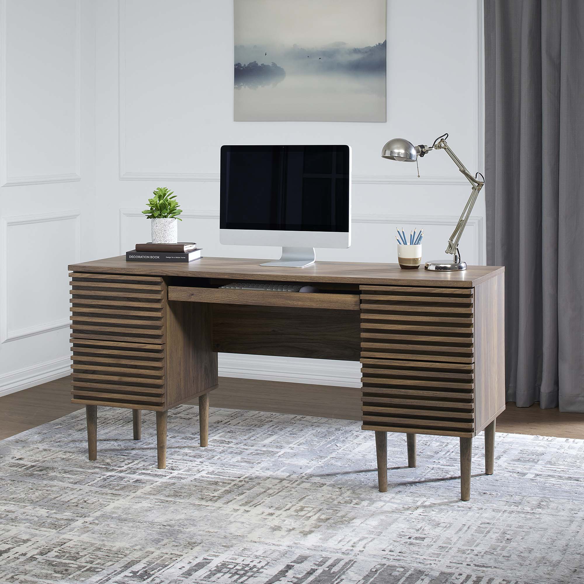 Render Office Desk, Walnut