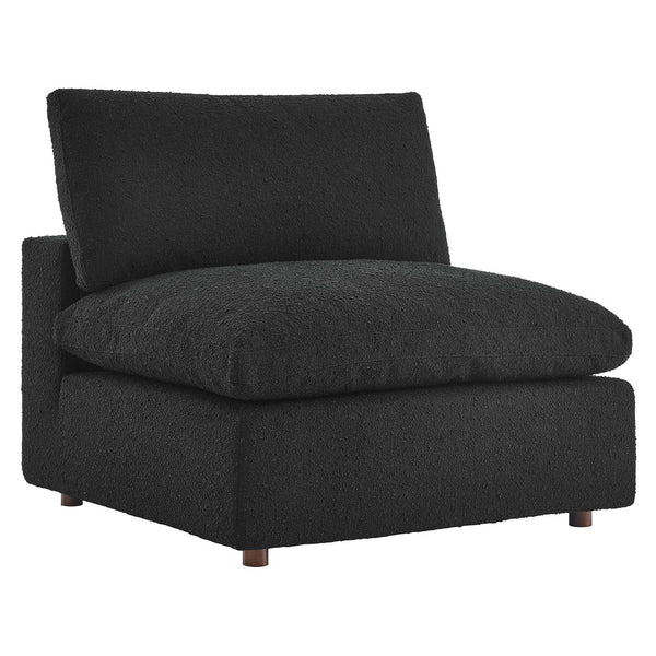 Commix Down Filled Overstuffed Boucle Fabric Armless Chair, Black