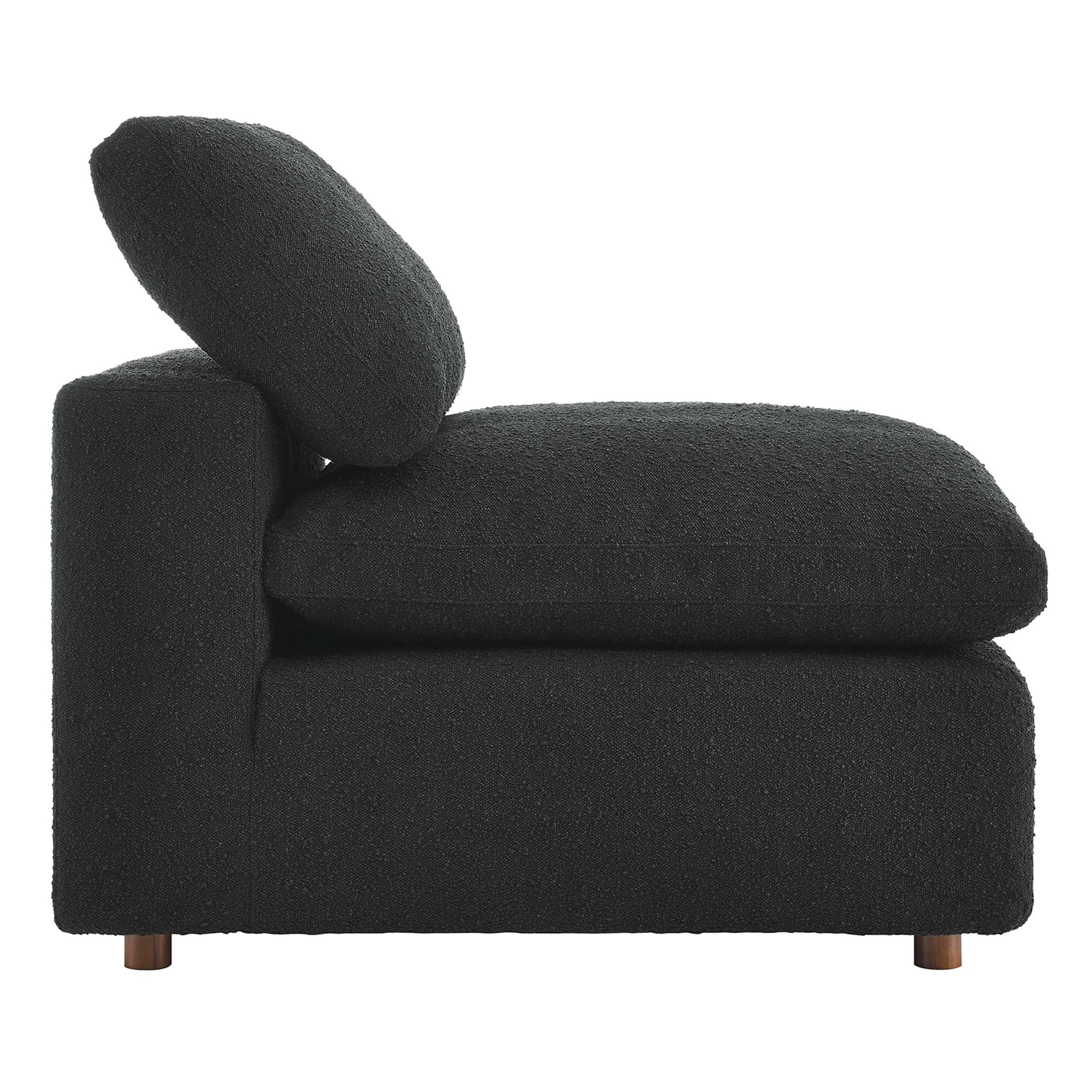Commix Down Filled Overstuffed Boucle Fabric Armless Chair, Black