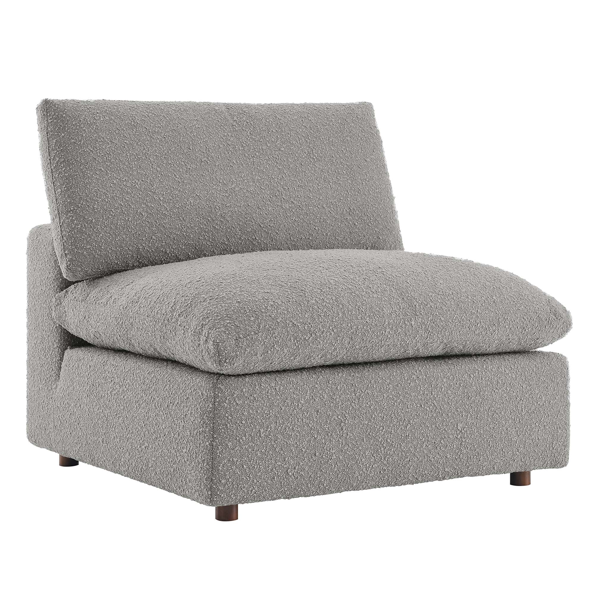 Commix Down Filled Overstuffed Boucle Fabric Armless Chair, Light Gray