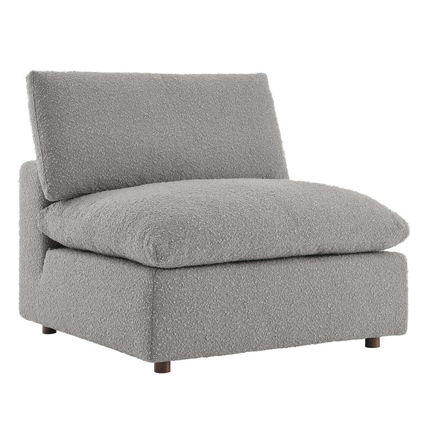 Commix Down Filled Overstuffed Boucle Fabric Armless Chair, Light Gray