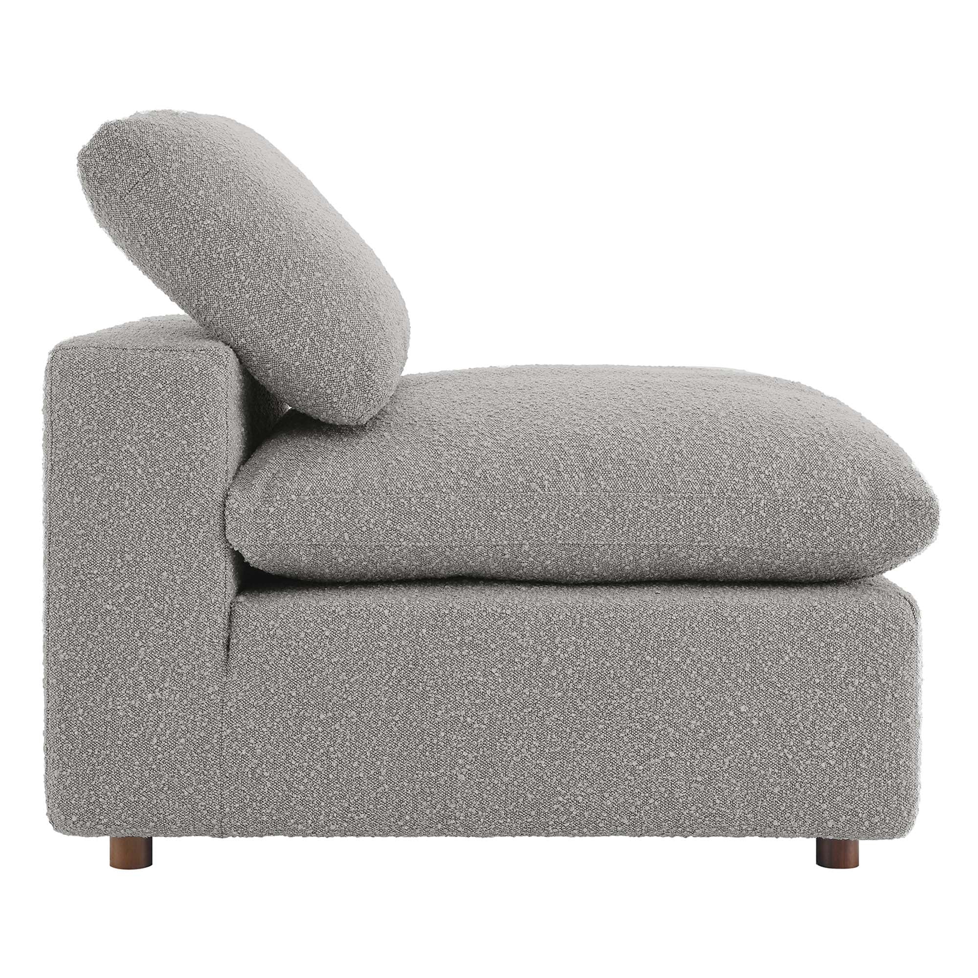 Commix Down Filled Overstuffed Boucle Fabric Armless Chair, Light Gray