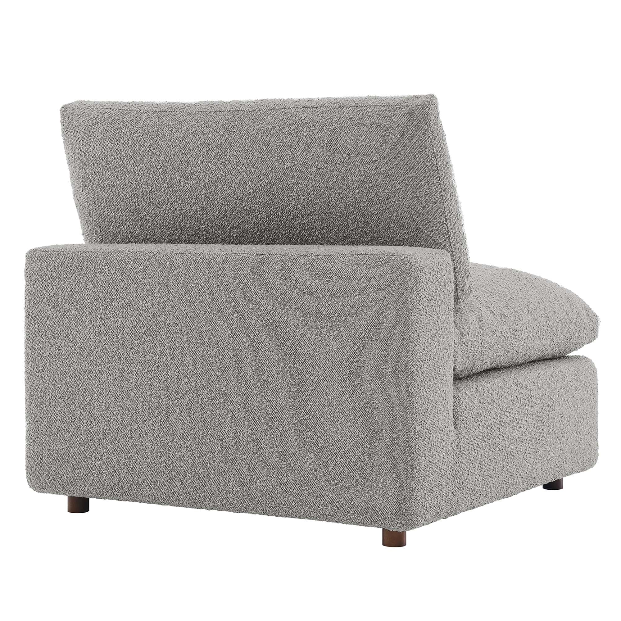 Commix Down Filled Overstuffed Boucle Fabric Armless Chair, Light Gray
