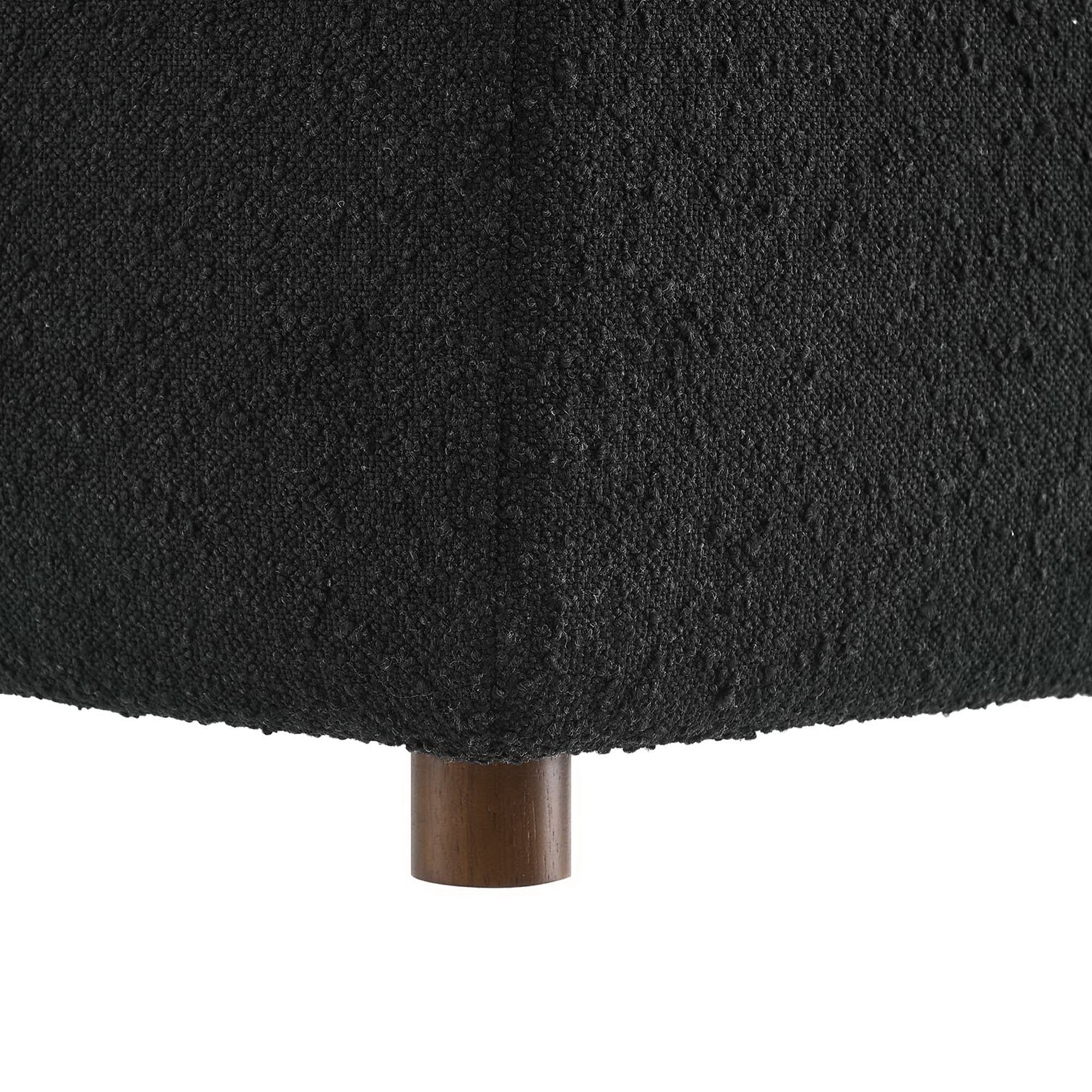 Commix Down Filled Overstuffed Boucle Fabric Ottoman, Black
