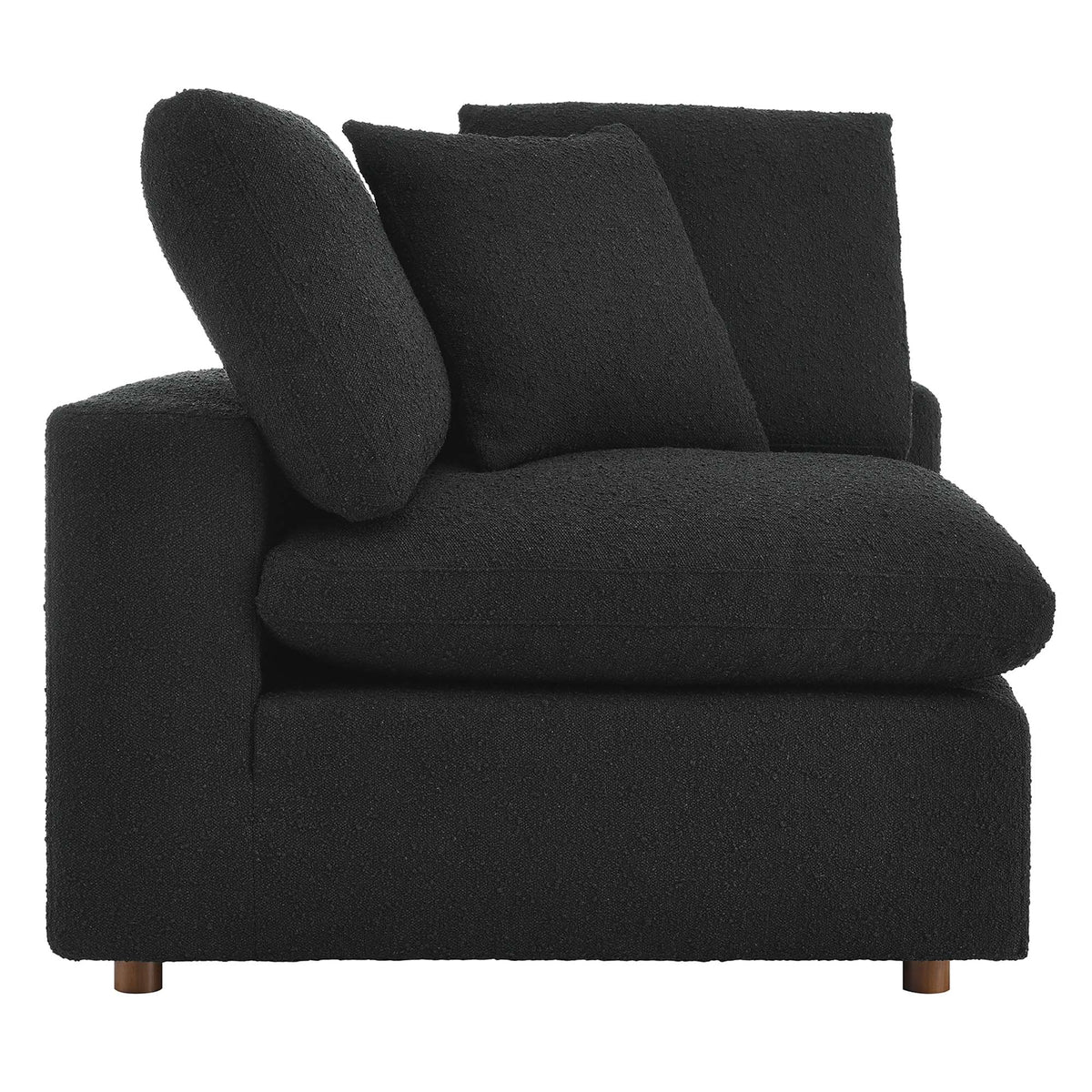 Commix Down Filled Overstuffed Boucle Fabric Corner Chair, Black