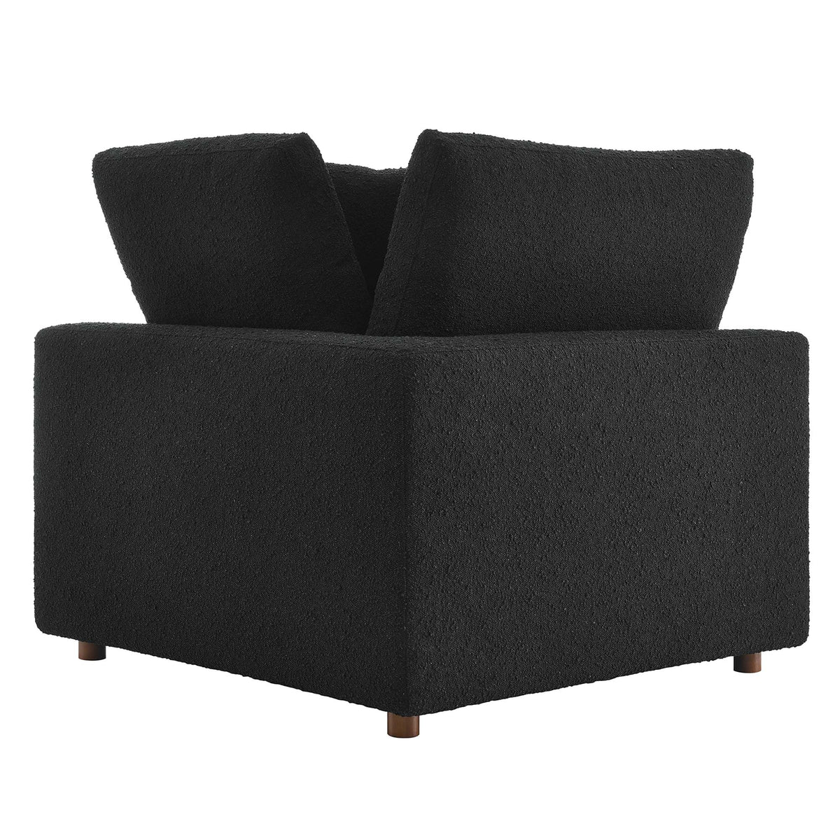 Commix Down Filled Overstuffed Boucle Fabric Corner Chair, Black