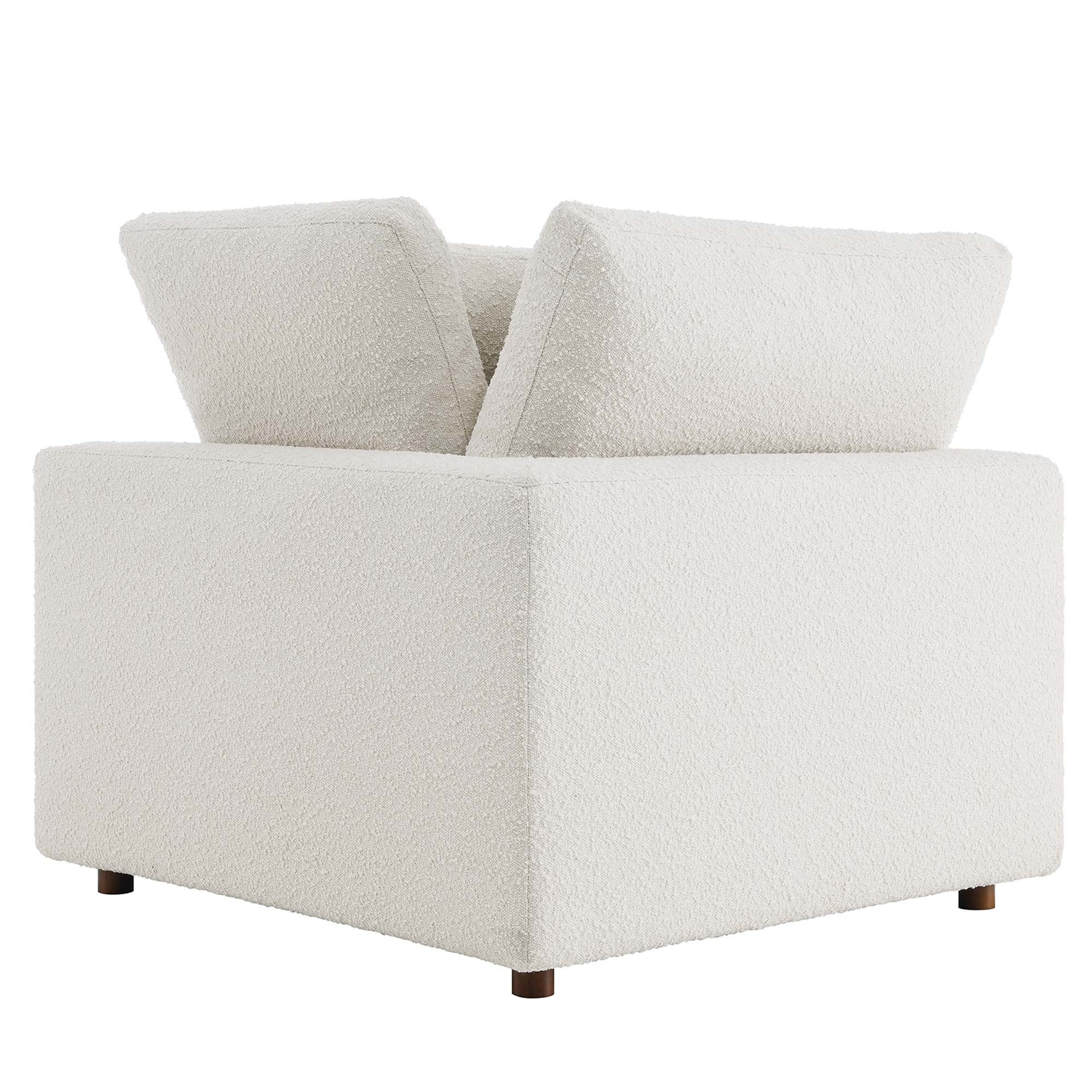 Commix Down Filled Overstuffed Boucle Fabric Corner Chair, Ivory