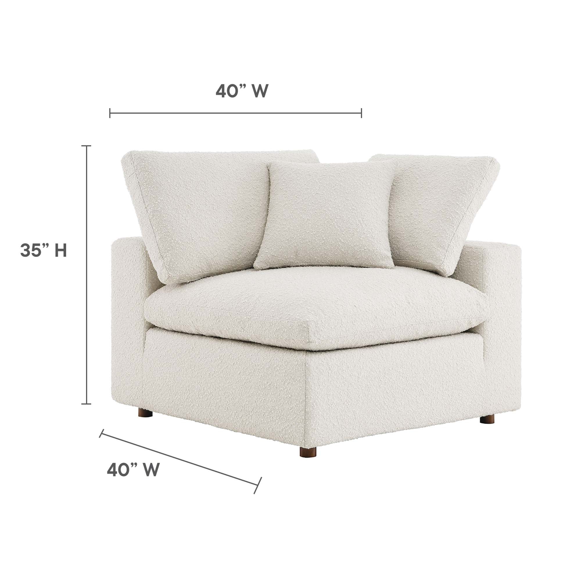 Commix Down Filled Overstuffed Boucle Fabric Corner Chair, Ivory