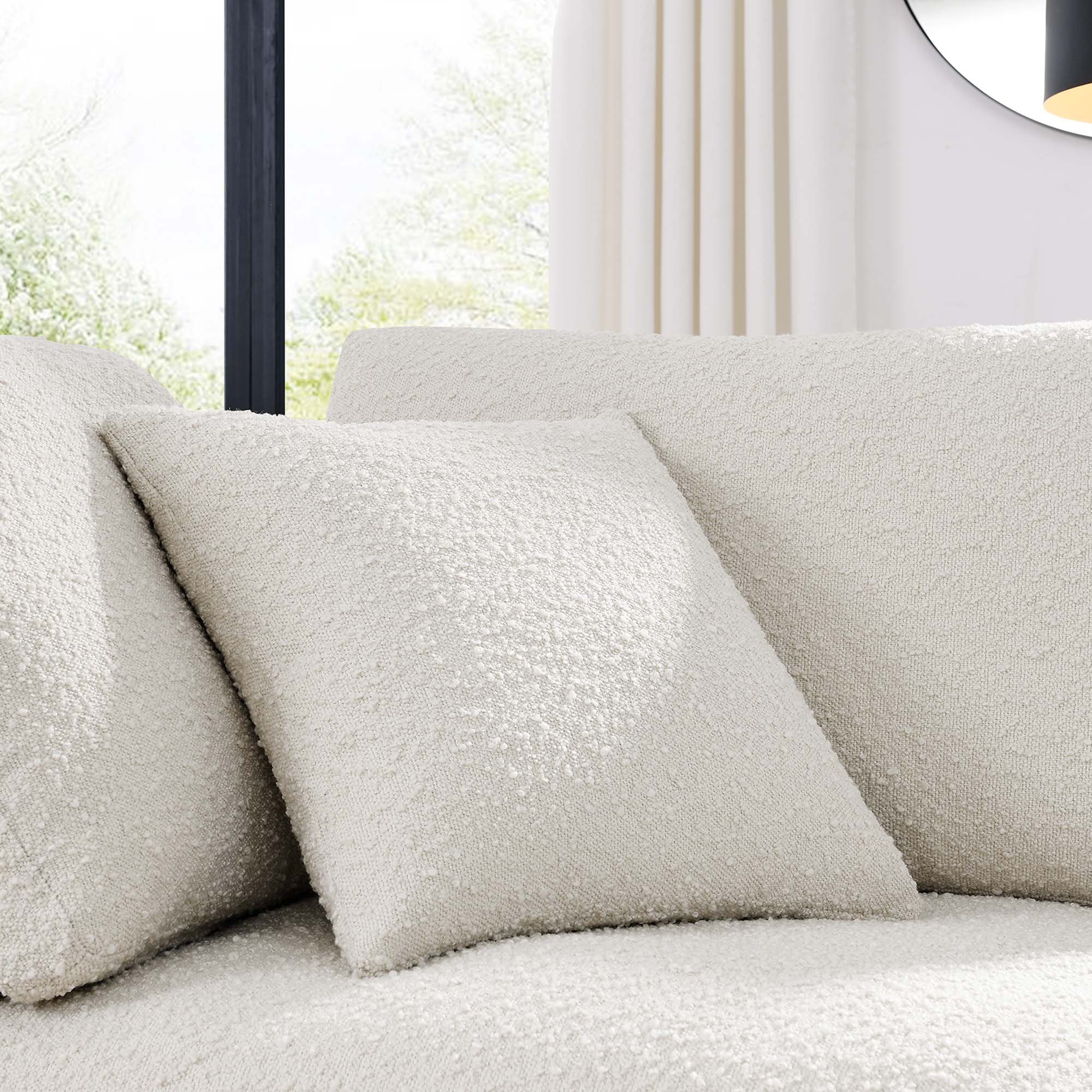 Commix Down Filled Overstuffed Boucle Fabric Corner Chair, Ivory
