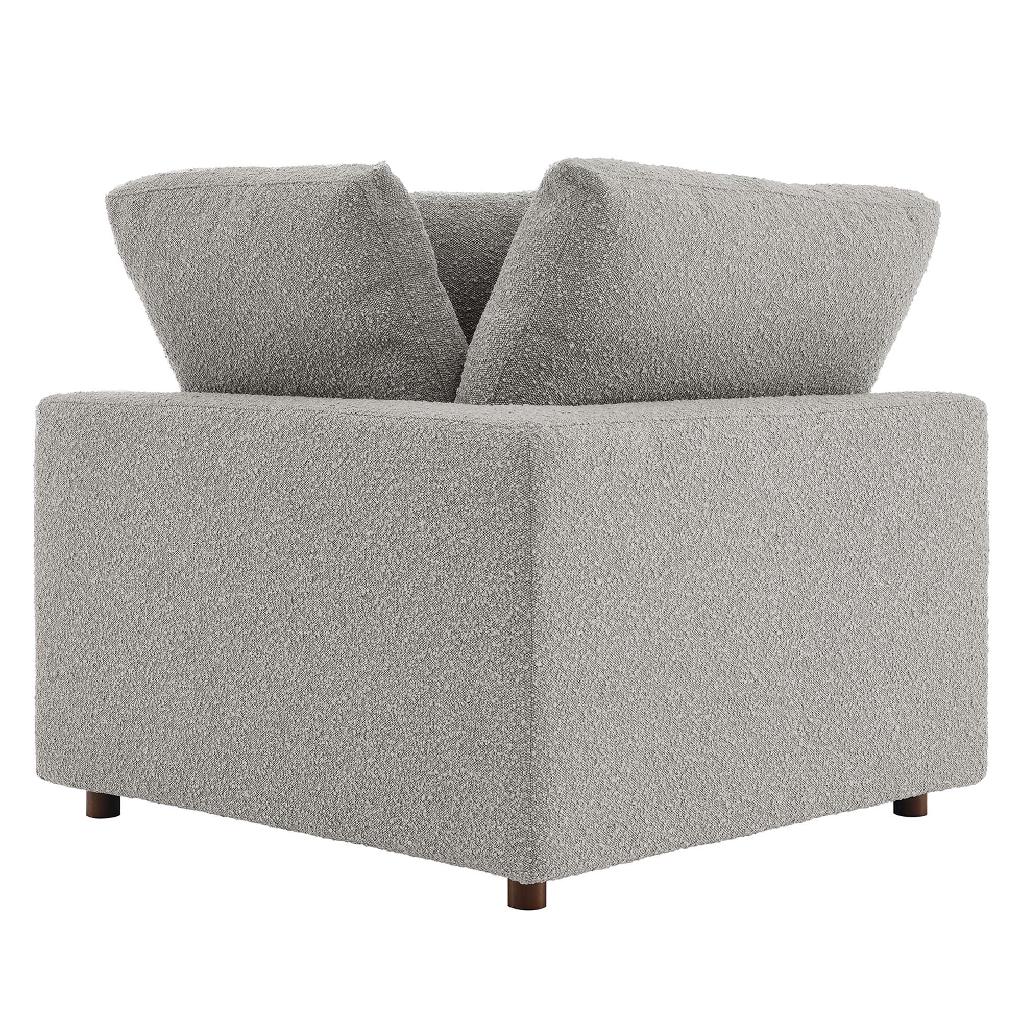 Commix Down Filled Overstuffed Boucle Fabric Corner Chair, Light Gray