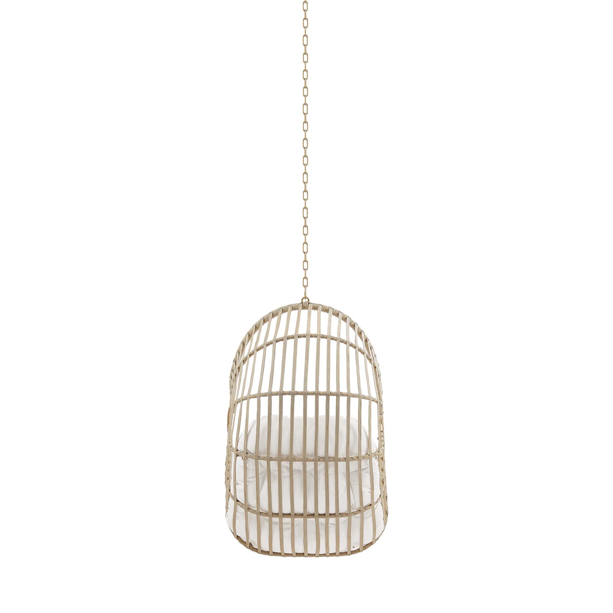 Amalie Wicker Rattan Outdoor Patio Rattan Swing Chair without Stand, Natural White