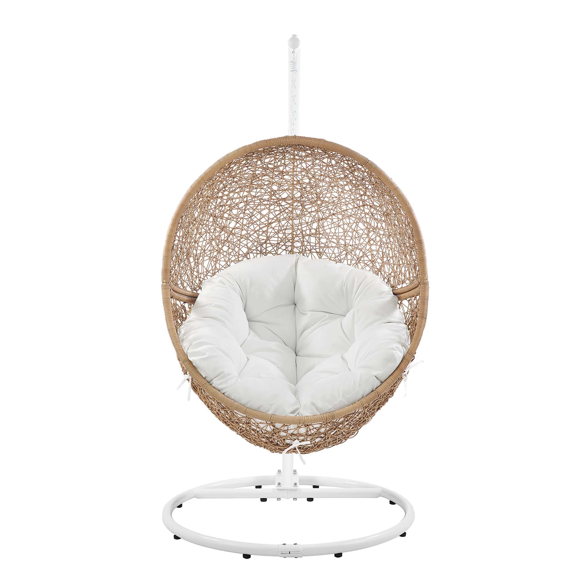 Encase Outdoor Patio Rattan Swing Chair, Cappuccino White
