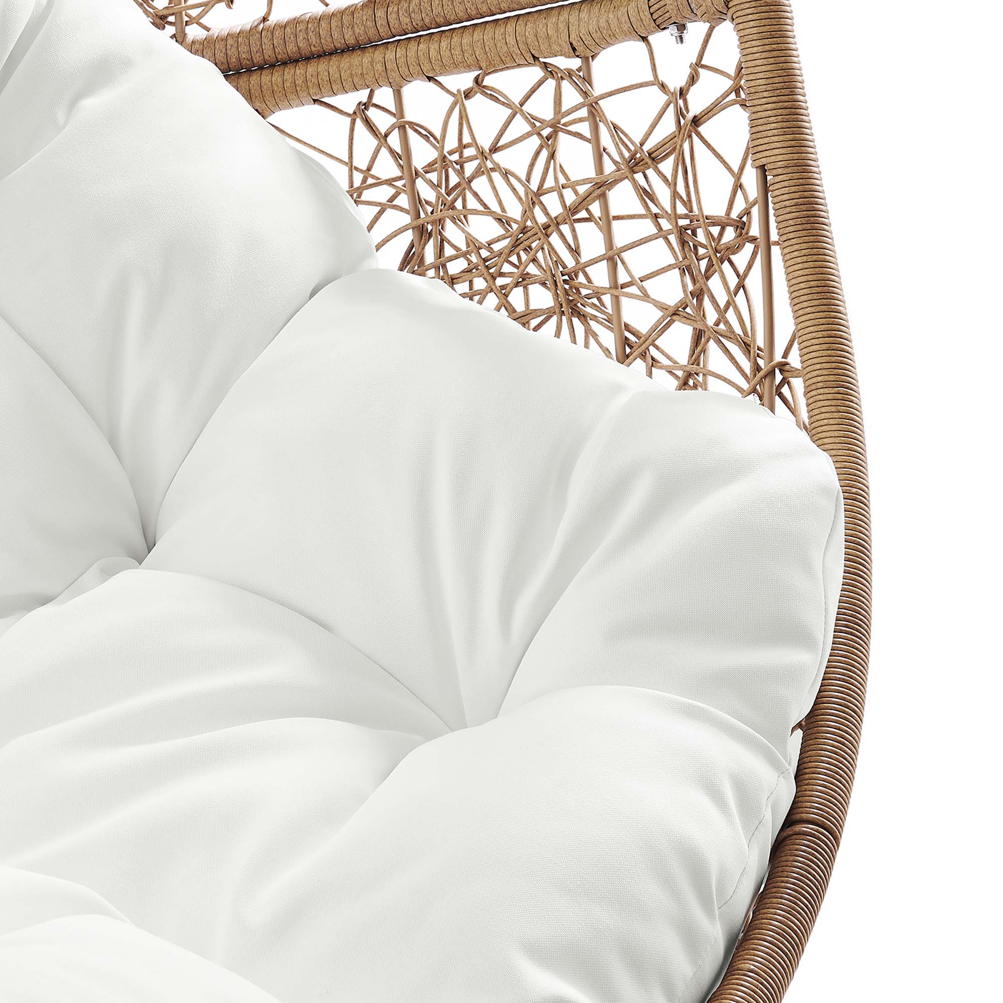 Encase Outdoor Patio Rattan Swing Chair, Cappuccino White