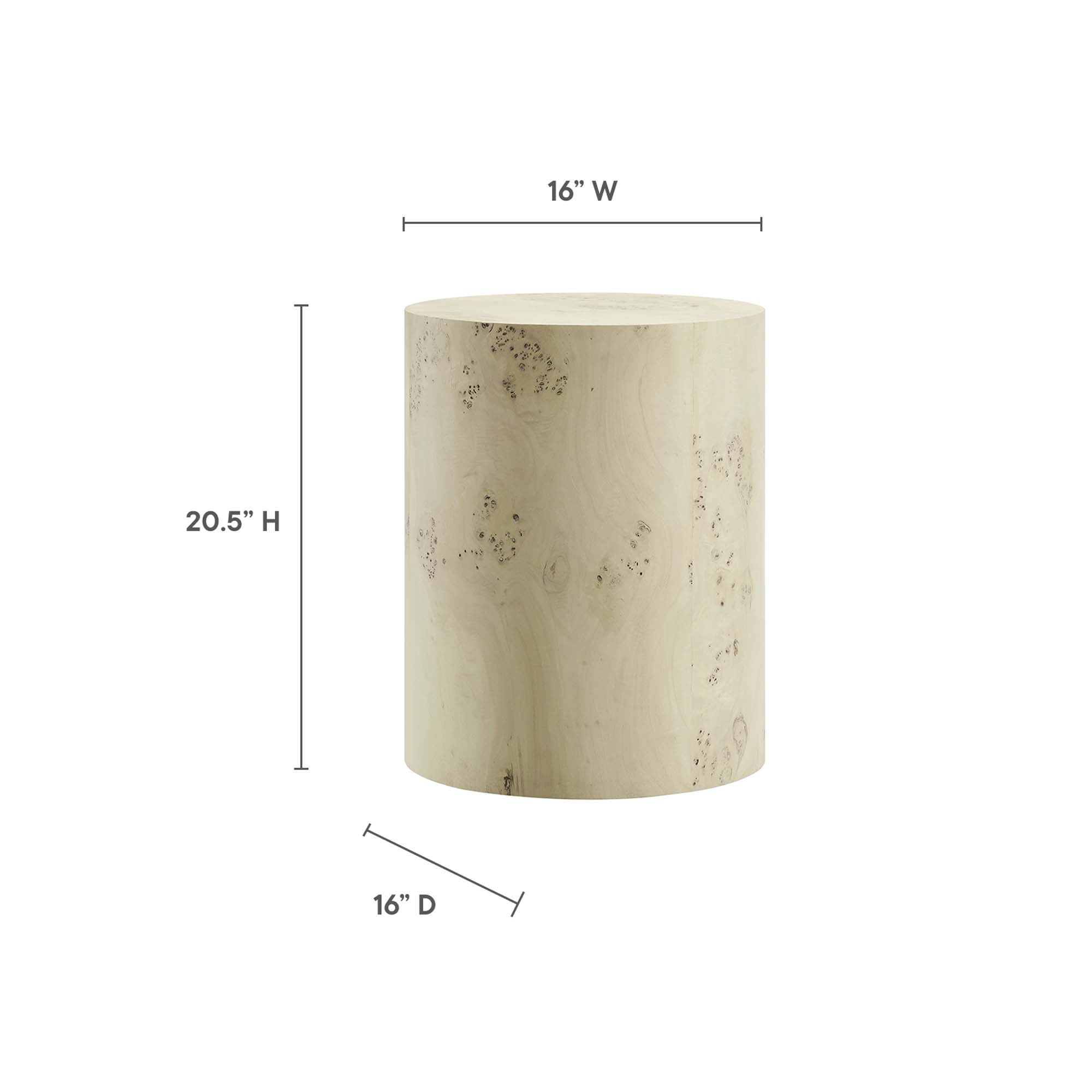 Cosmos 16" Round Burl Wood Side Table, Bleached Burl