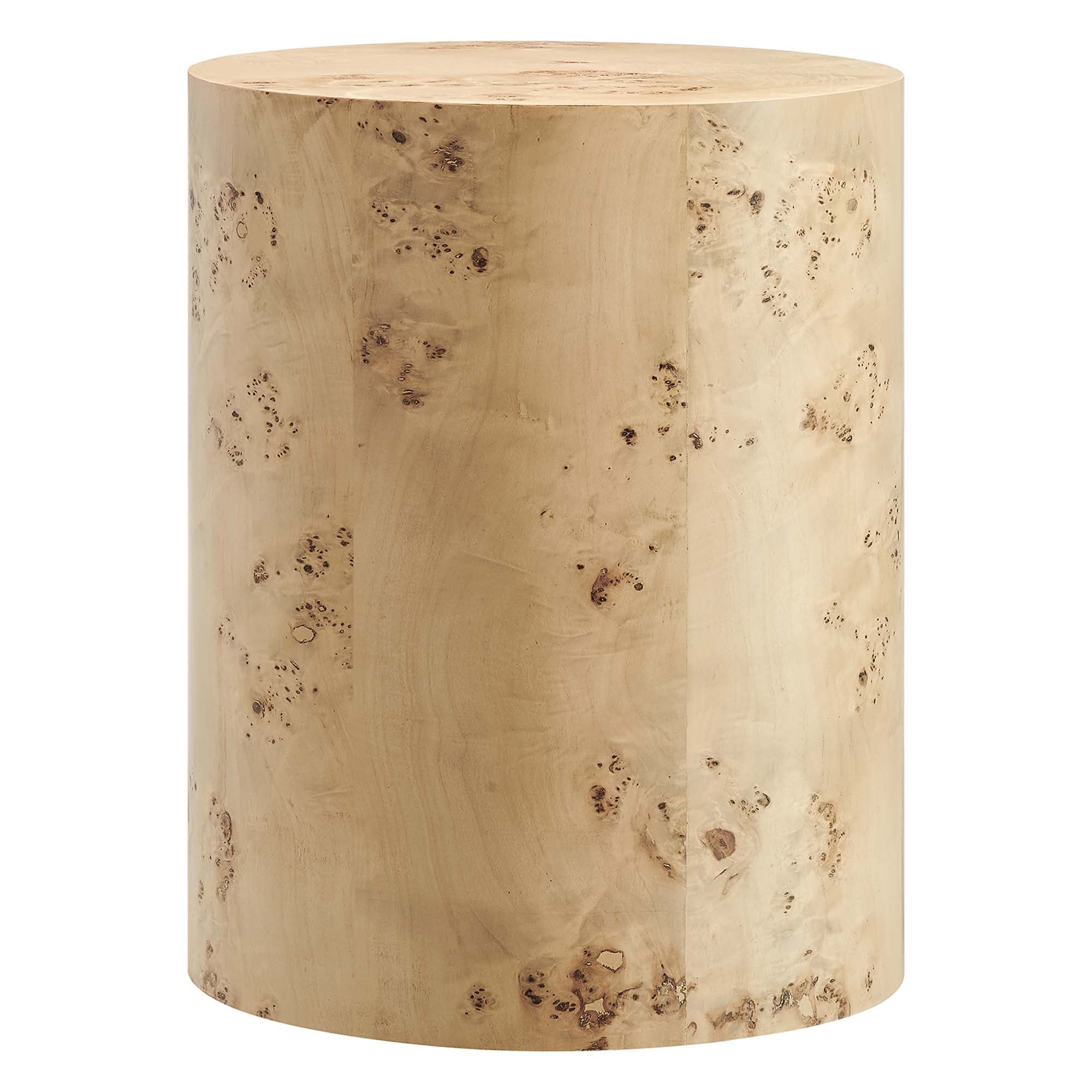 Cosmos 16" Round Burl Wood Side Table, Natural Burl
