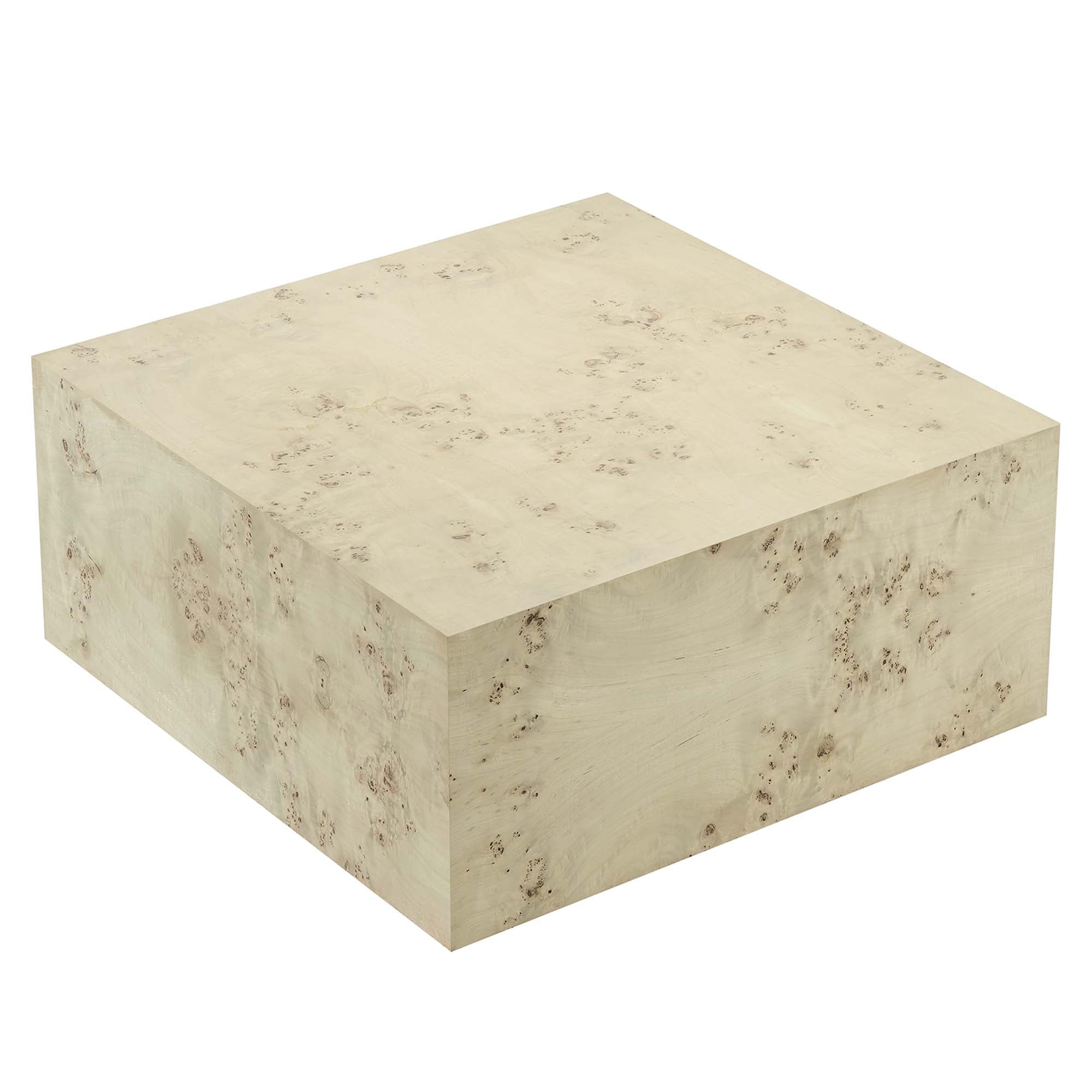Cosmos 36" Square Burl Wood Coffee Table, Bleached Burl
