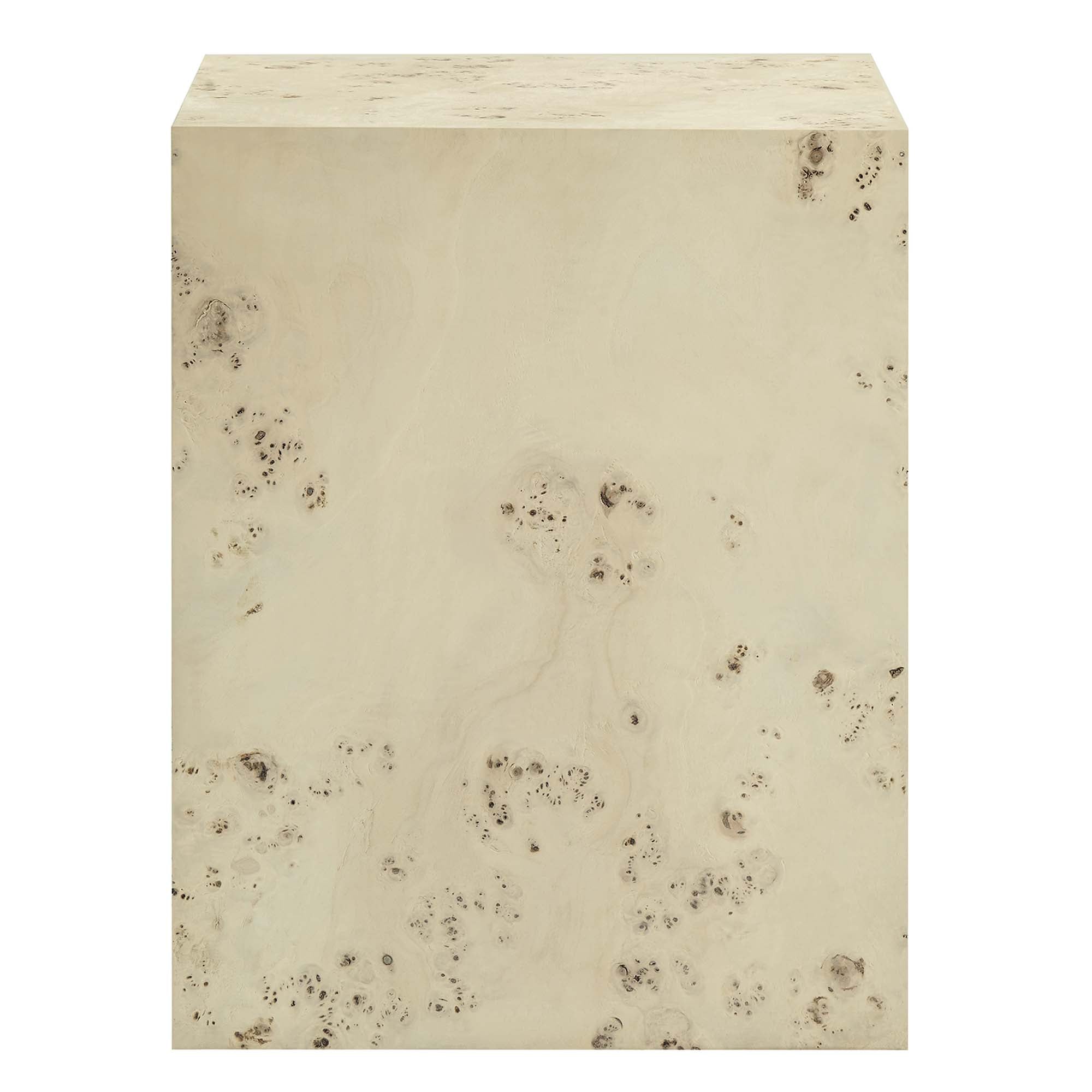 Cosmos 16" Square Burl Wood Side Table, Bleached Burl