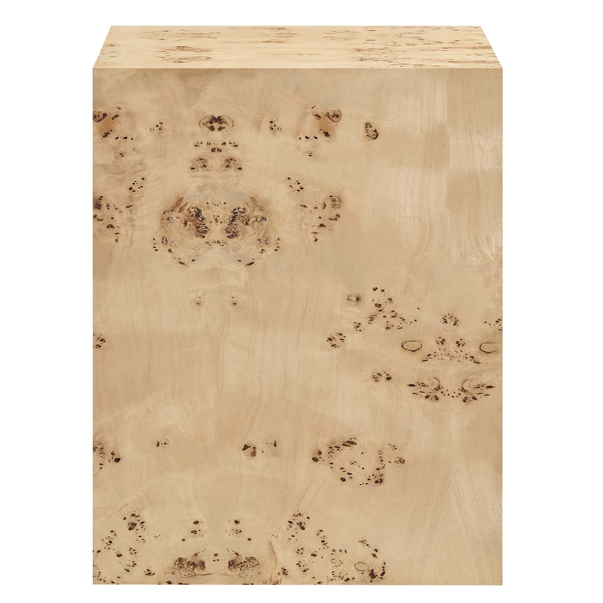Cosmos 16" Square Burl Wood Side Table, Natural Burl