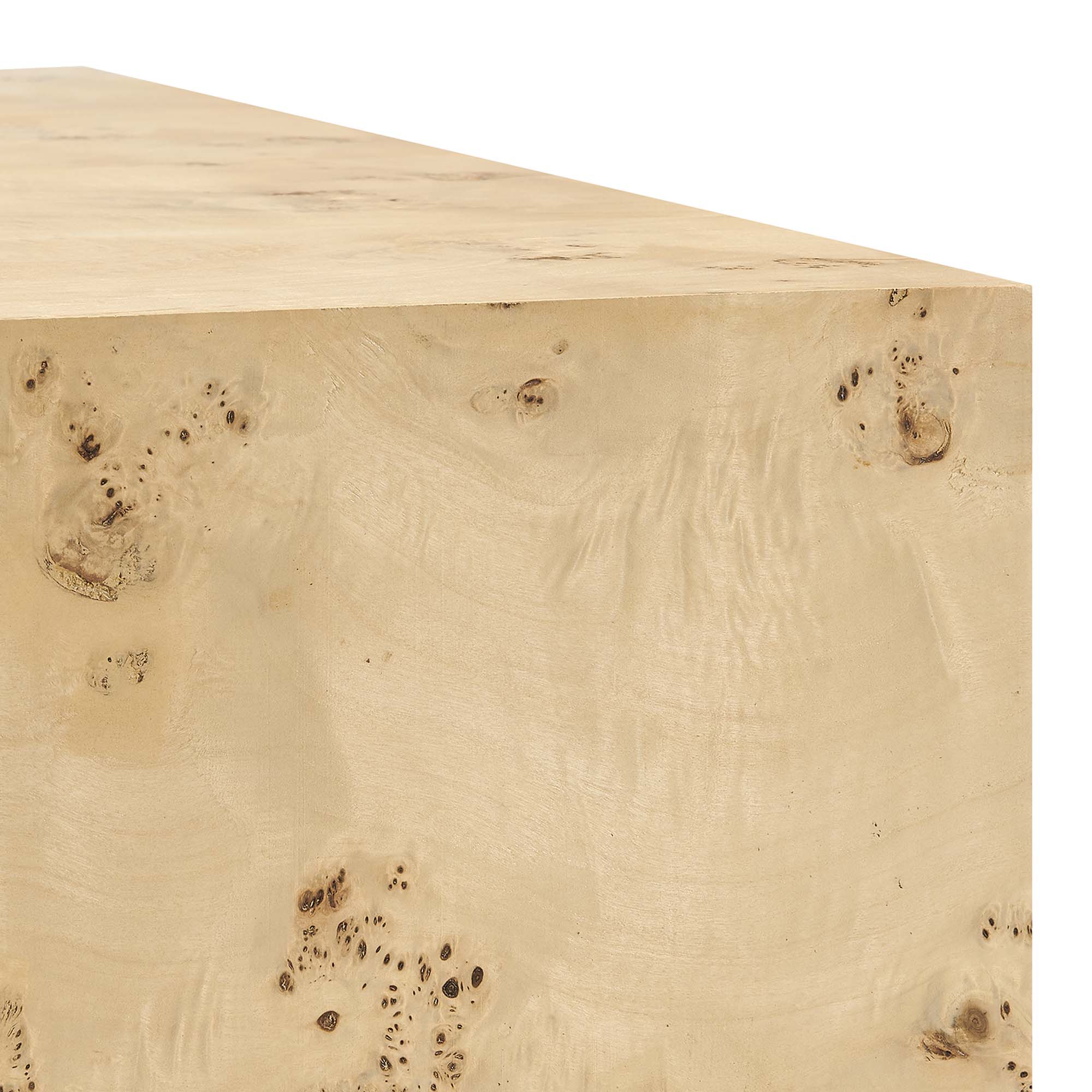 Cosmos 16" Square Burl Wood Side Table, Natural Burl