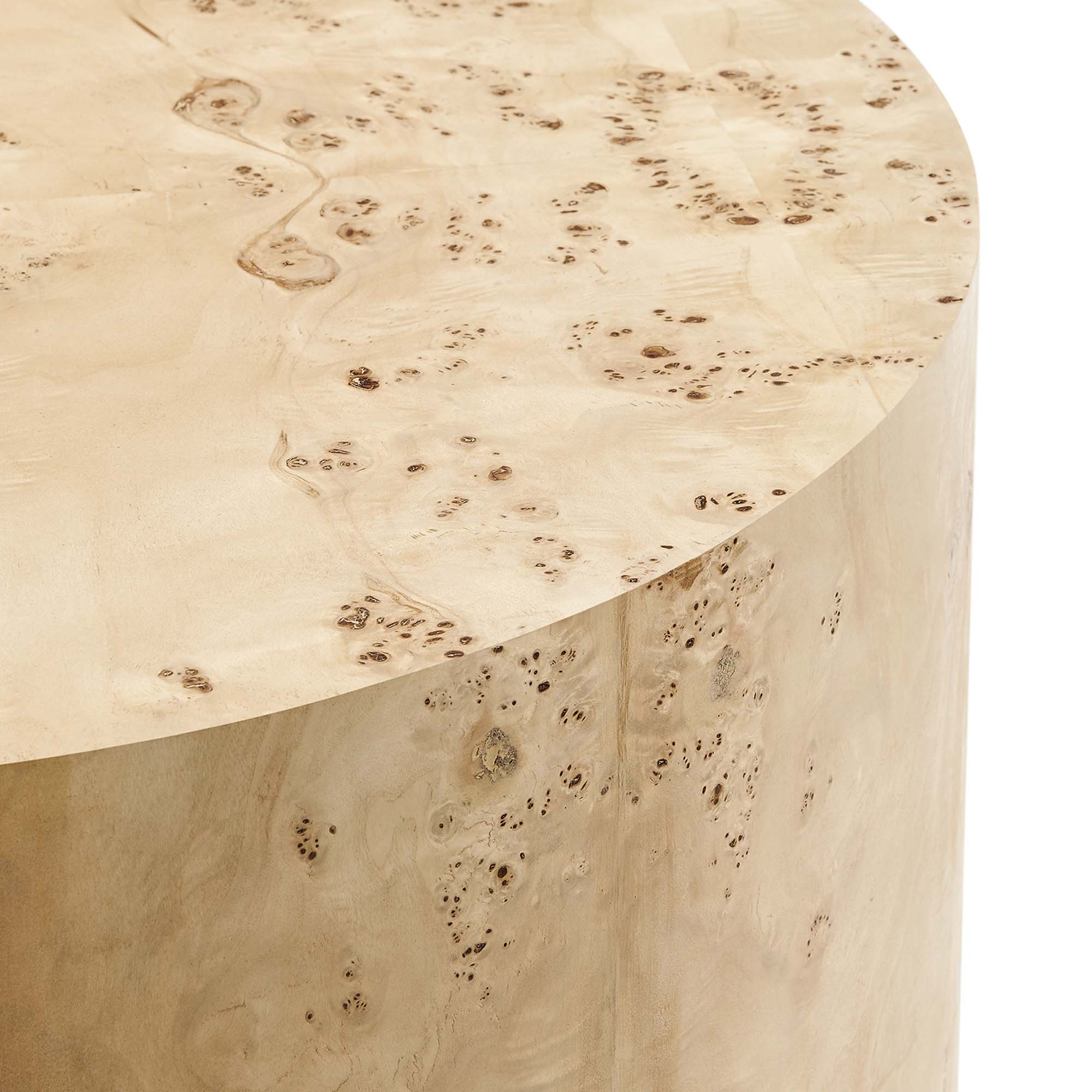 Cosmos 35" Round Burl Wood Coffee Table, Natural Burl