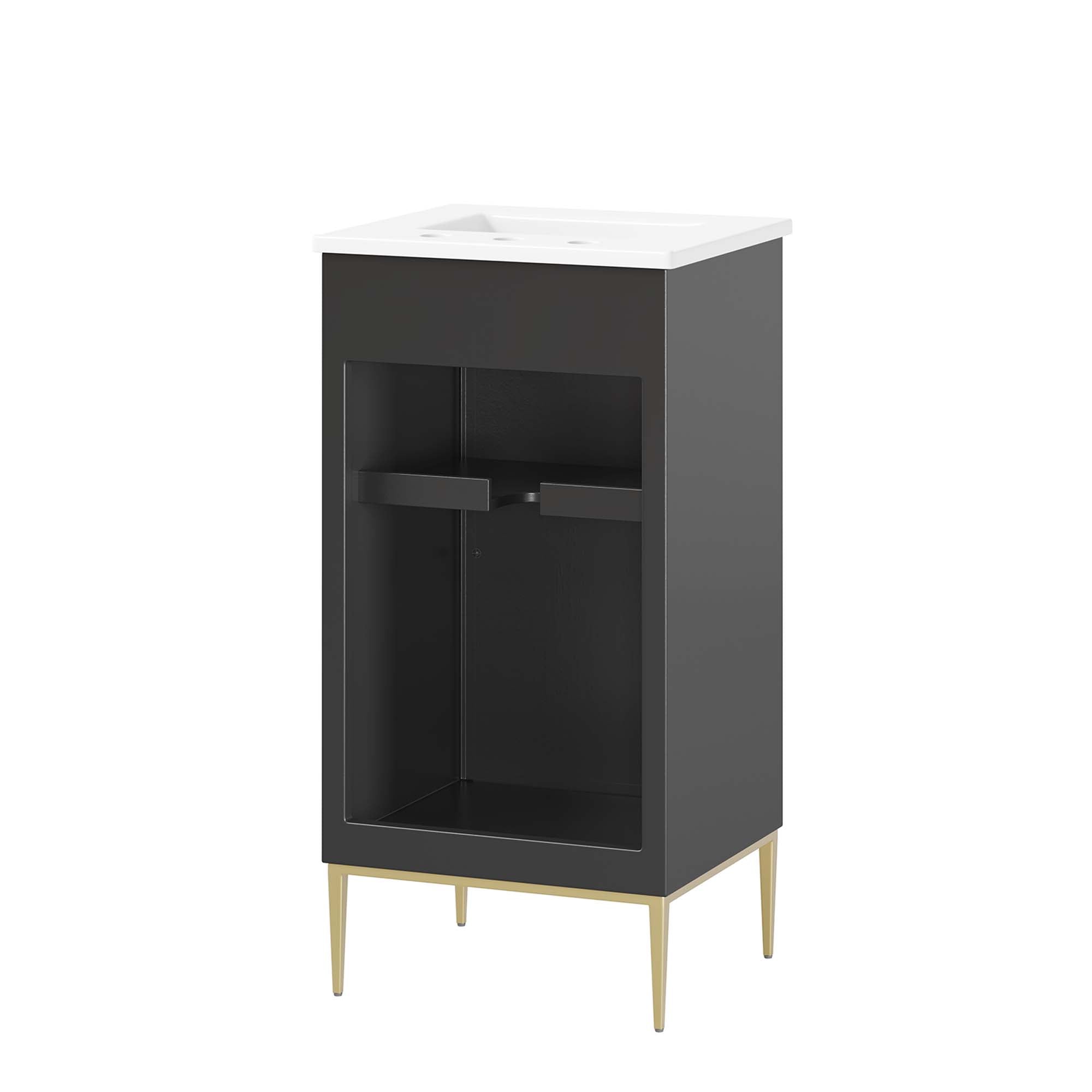 Awaken 18" Bathroom Vanity, White Black