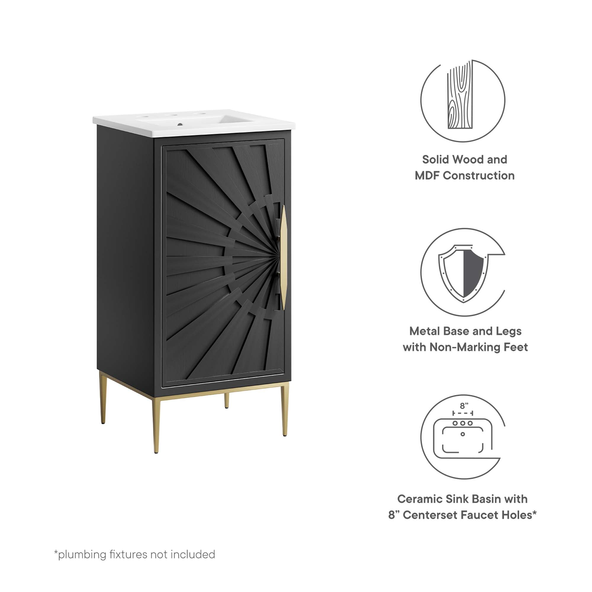 Awaken 18" Bathroom Vanity, White Black
