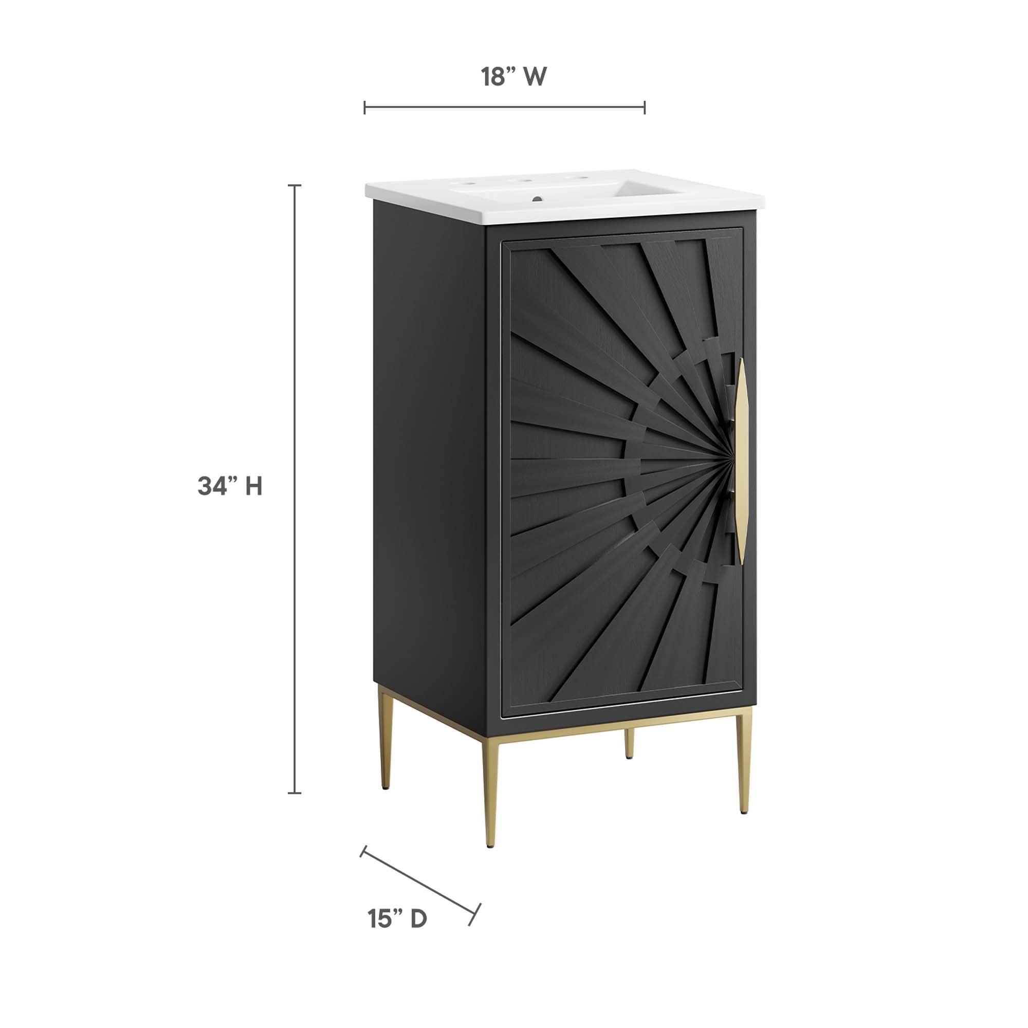 Awaken 18" Bathroom Vanity, White Black