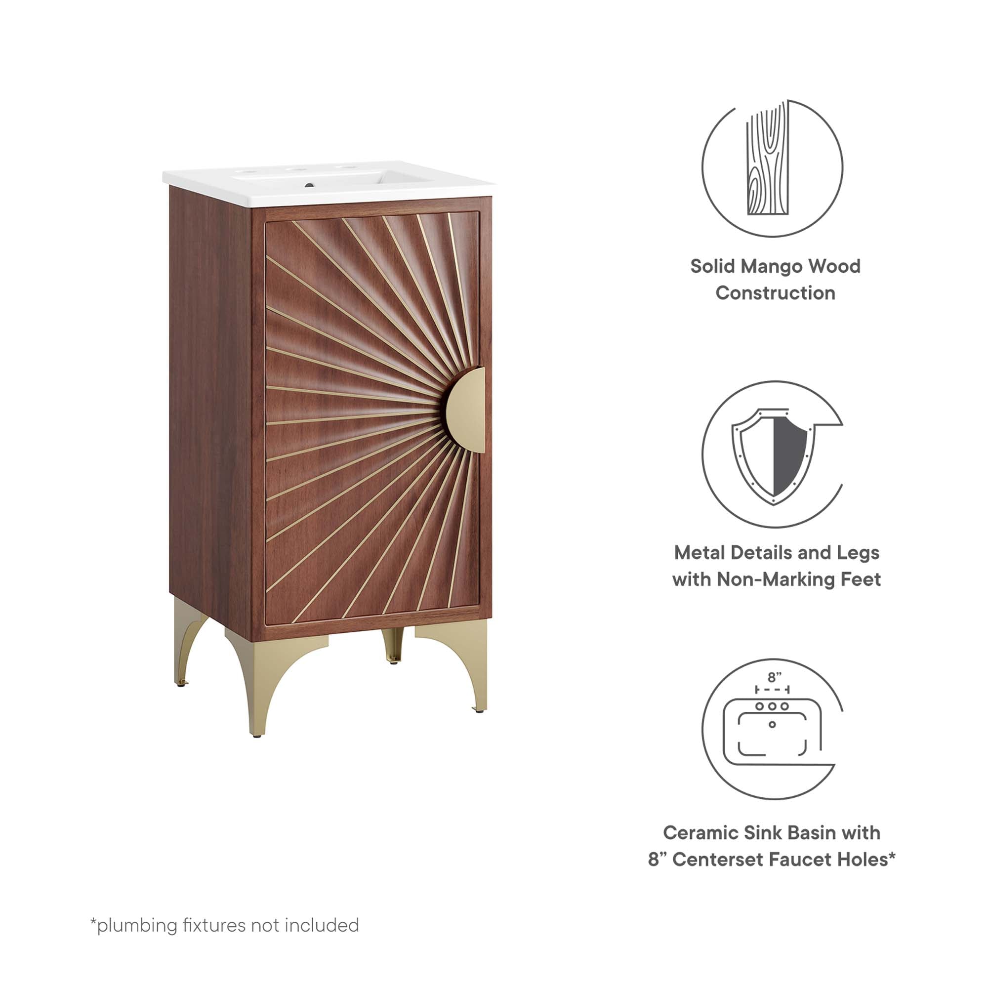 Daylight 18" Bathroom Vanity, White Walnut