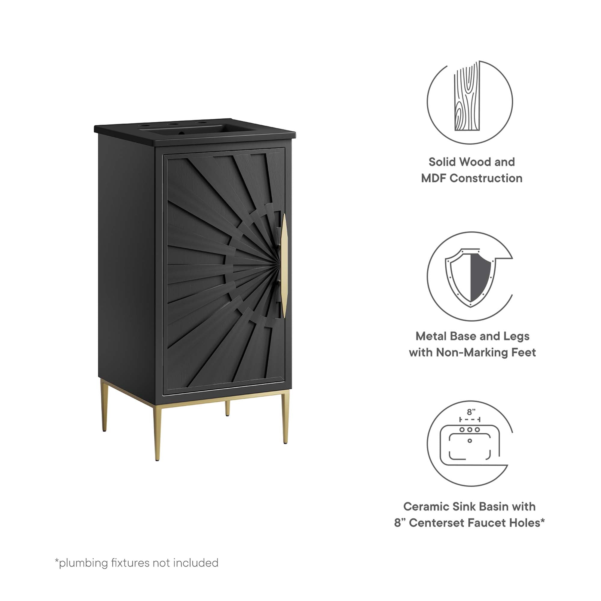 Awaken 18" Bathroom Vanity, Black Black