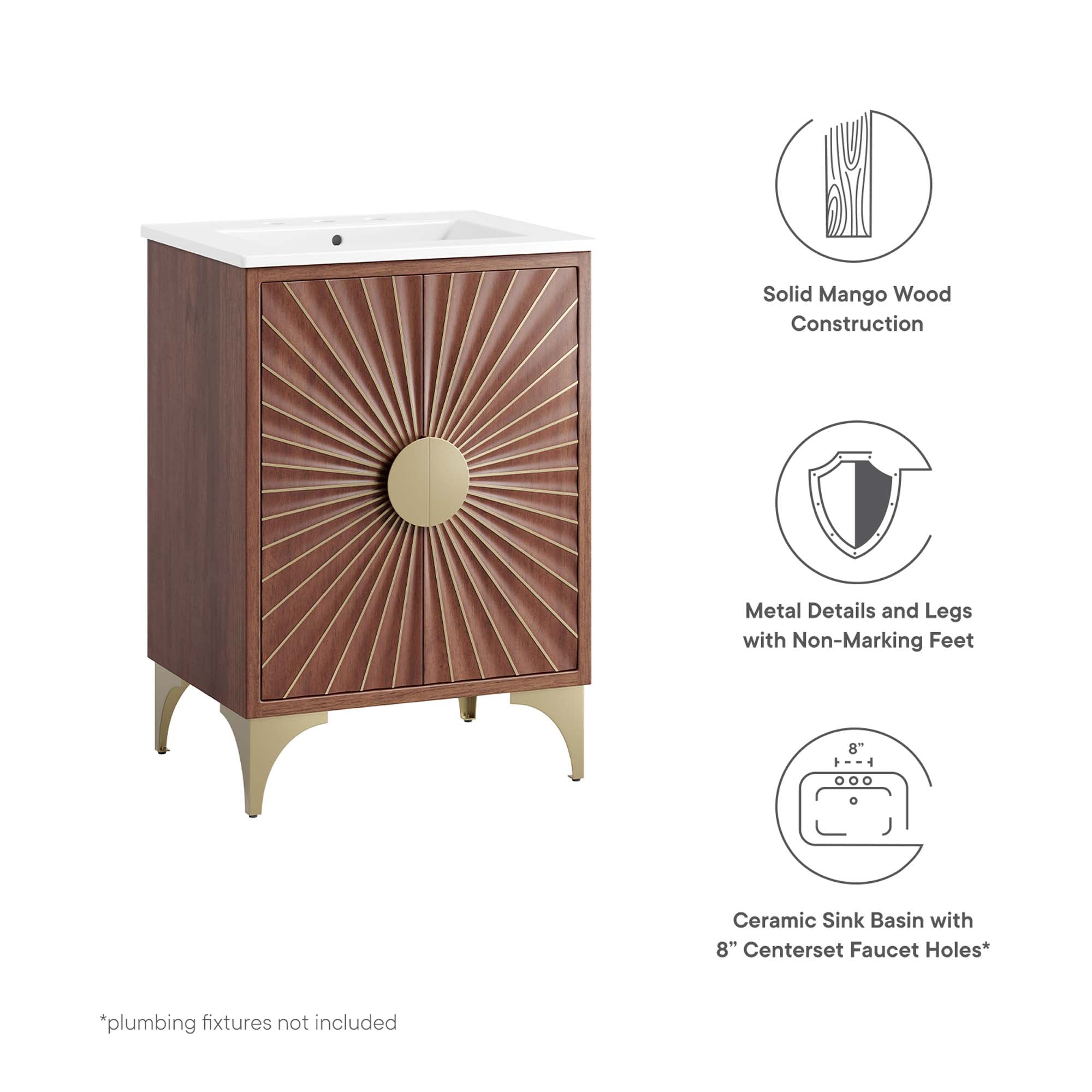Daylight 24" Bathroom Vanity, White Walnut