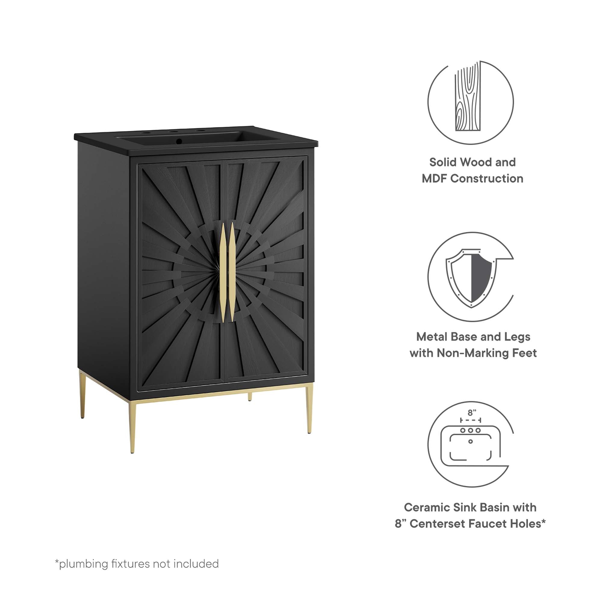 Awaken 24" Bathroom Vanity, Black Black