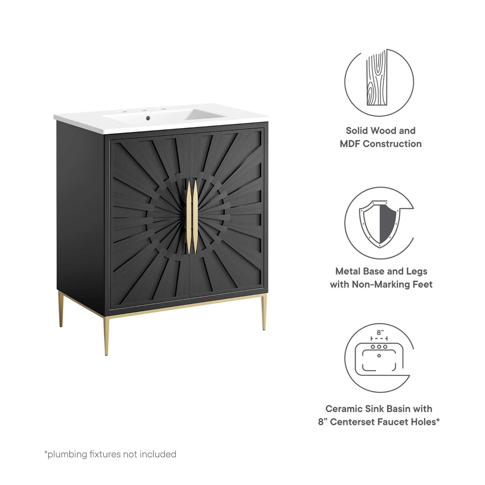 Awaken 30" Bathroom Vanity, White Black