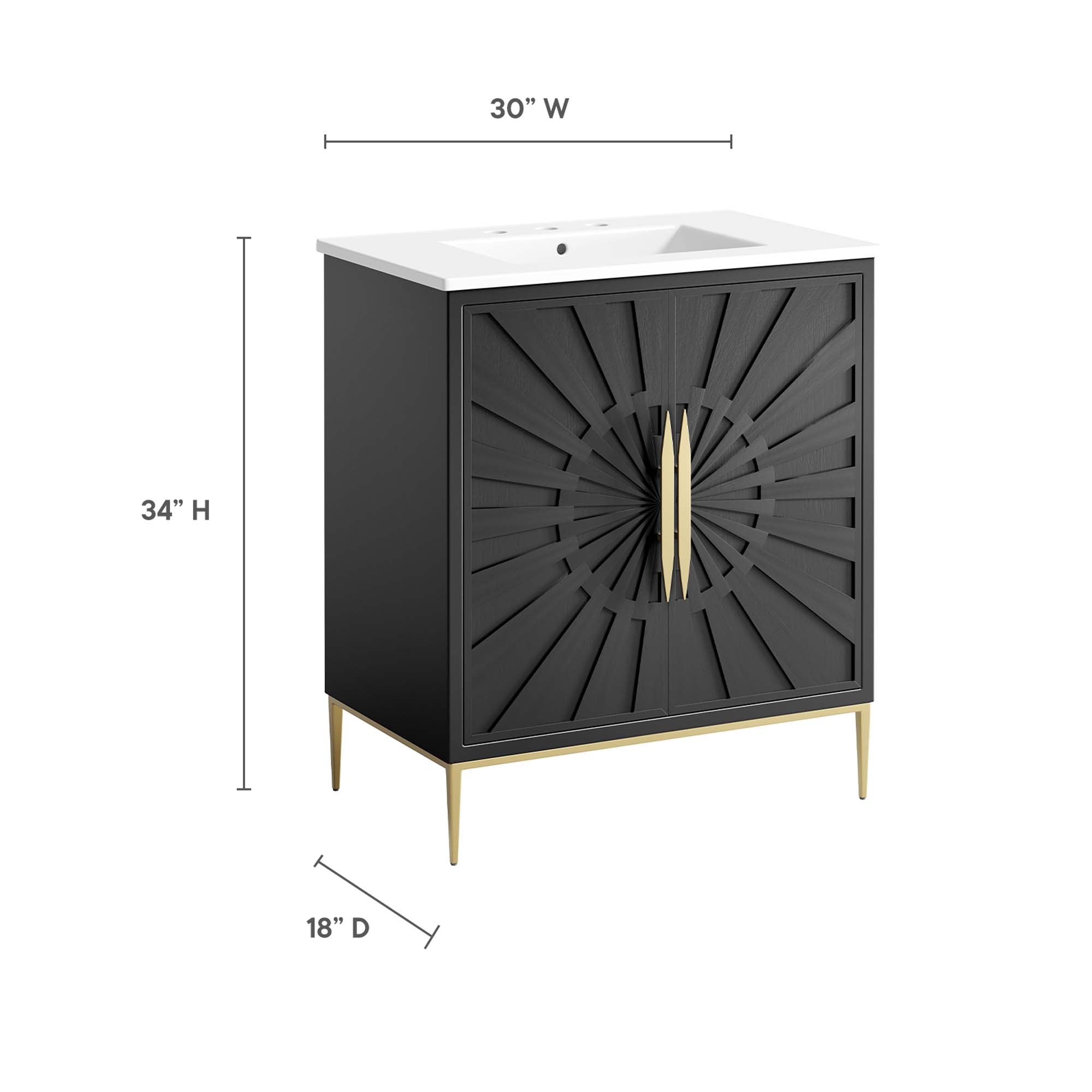 Awaken 30" Bathroom Vanity, White Black